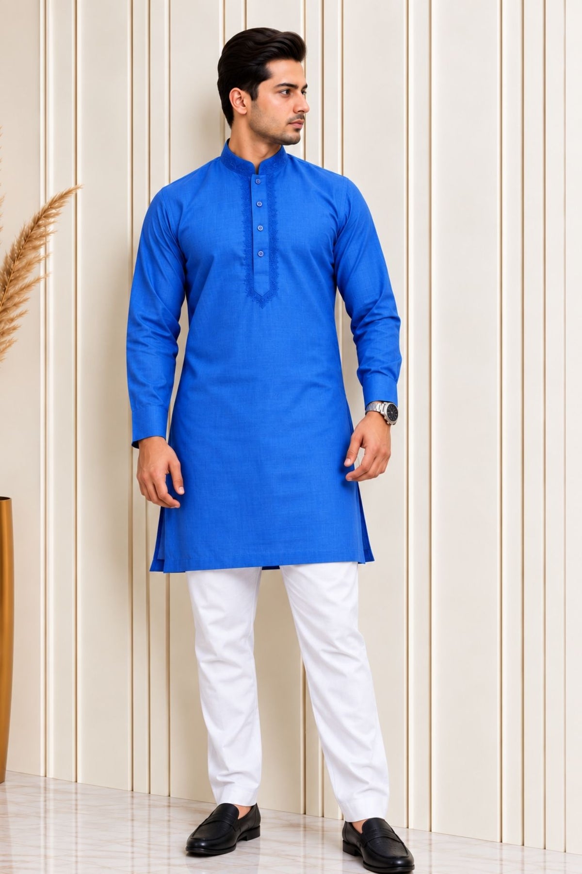 Mens Cotton Kurta In Royal Blue