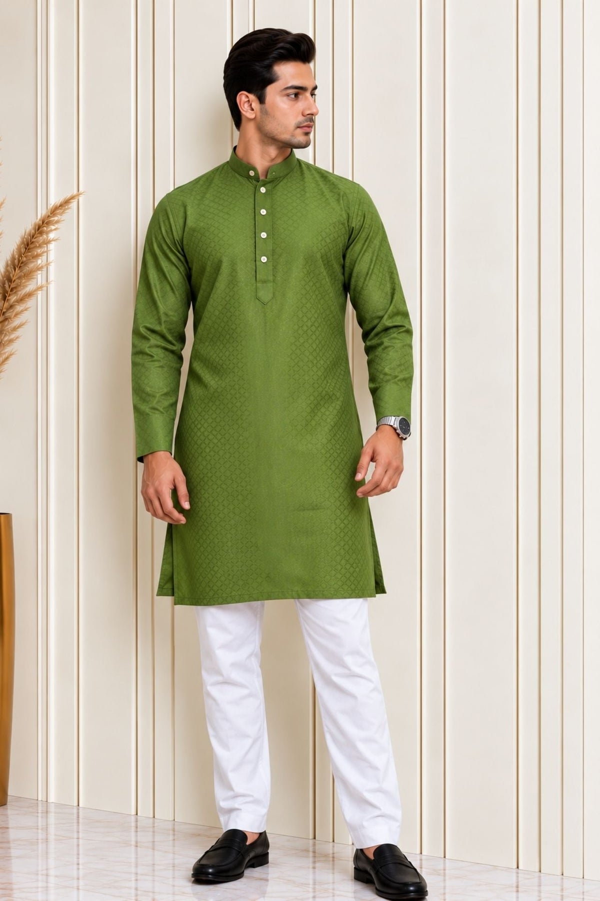 Bhaitika Gift Box - Soft Cotton Mehendi kurta