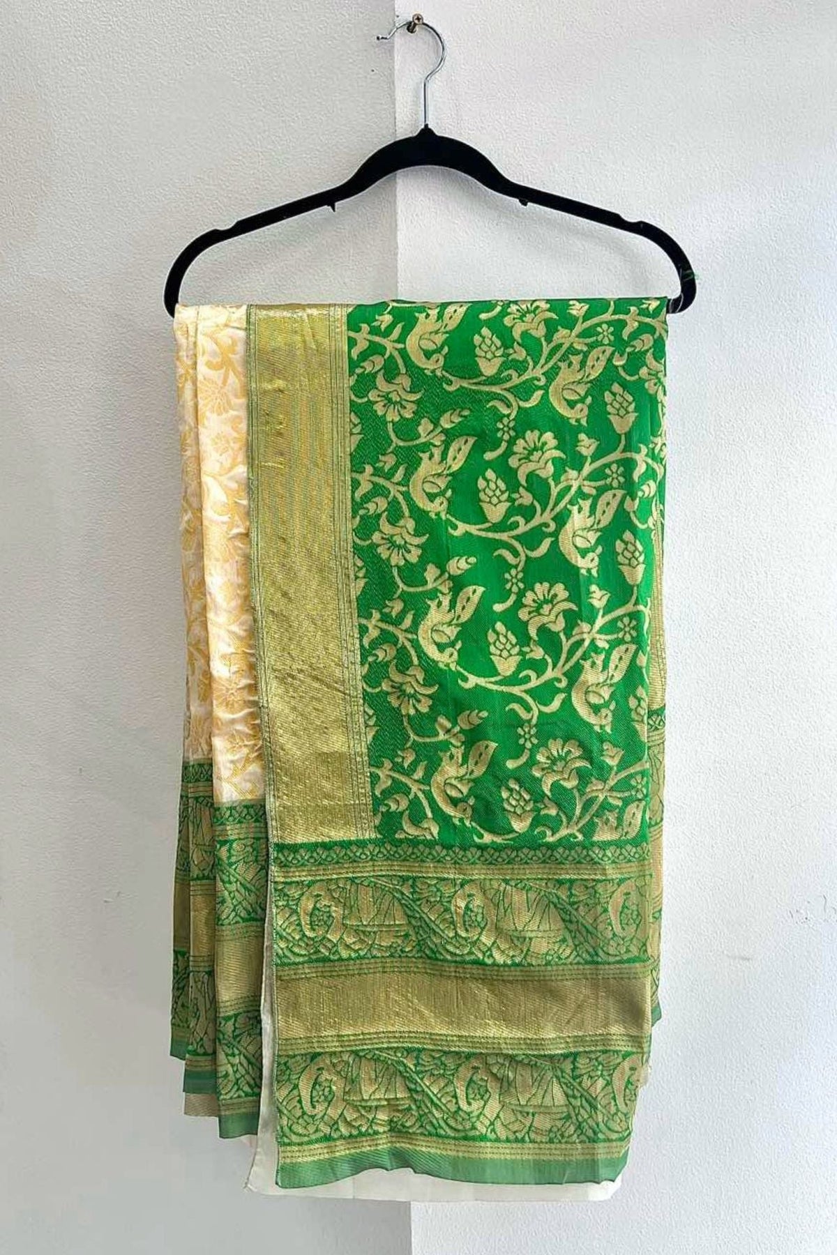Laxmi Pooja Sowbhagya Pack - Green Cream Silk Zari