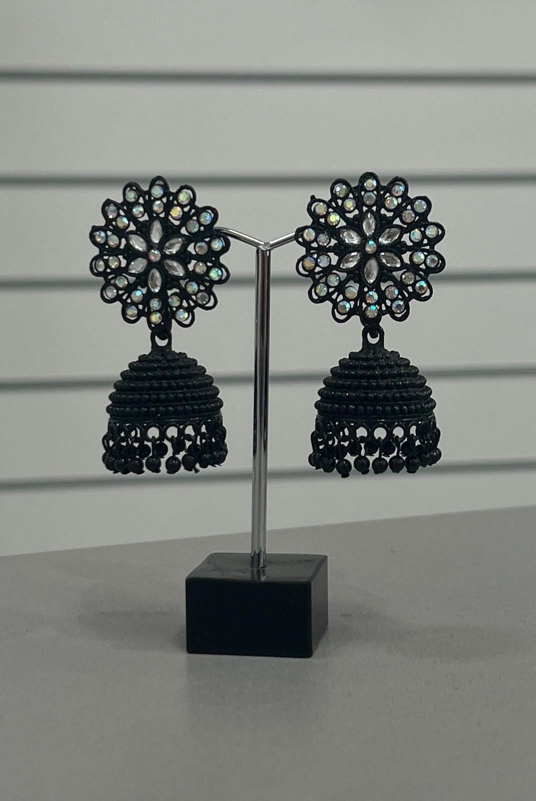 Medium Size Black Jhumki Earring - Boutique Nepal
