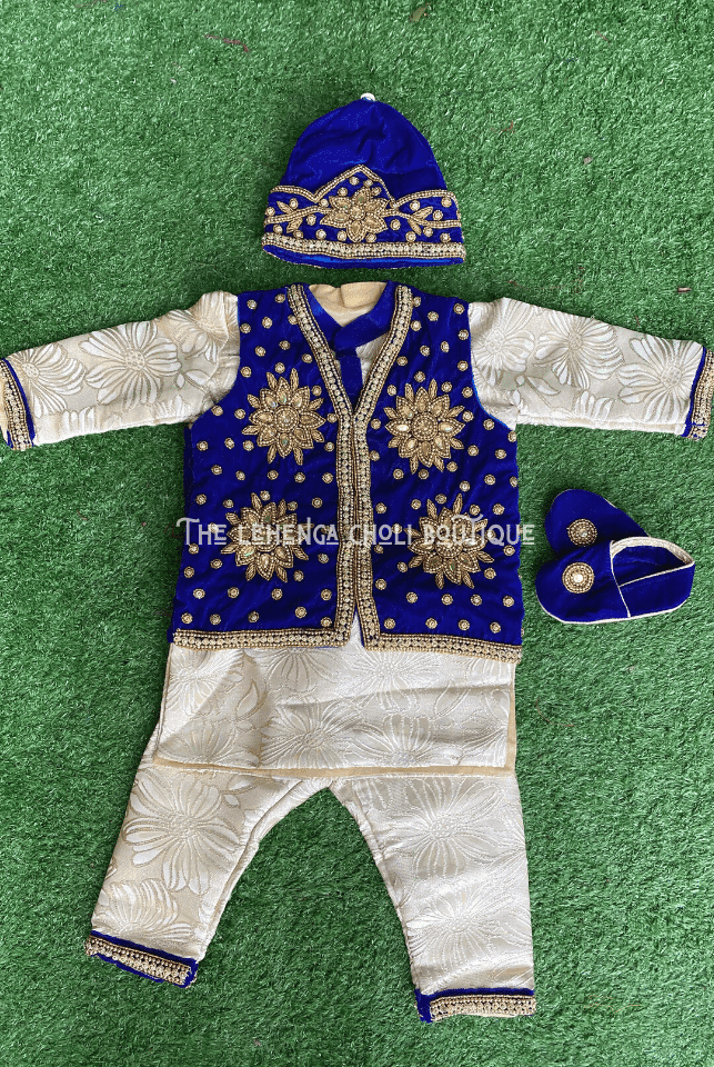 Baby Boy Pasni Dress in Blue - Boutique Nepal