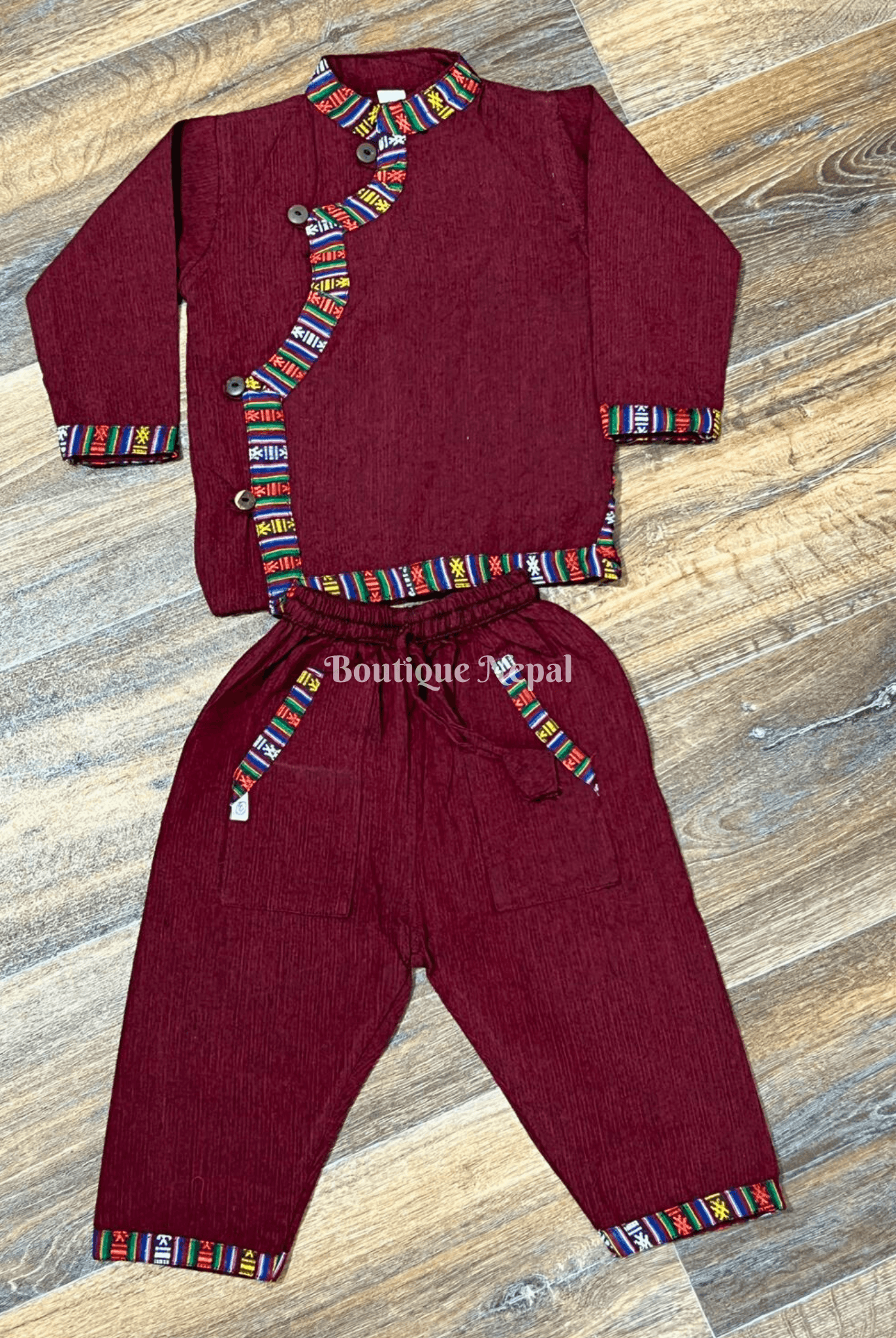 Baby Dress In Maroon - Boutique Nepal