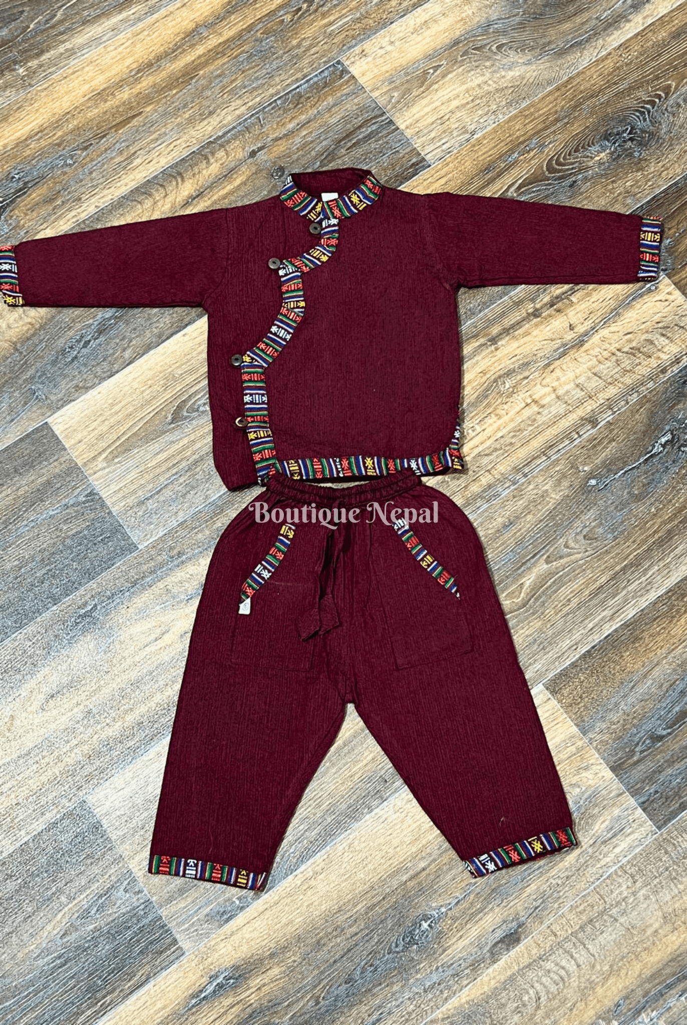 Baby Dress In Maroon - Boutique Nepal