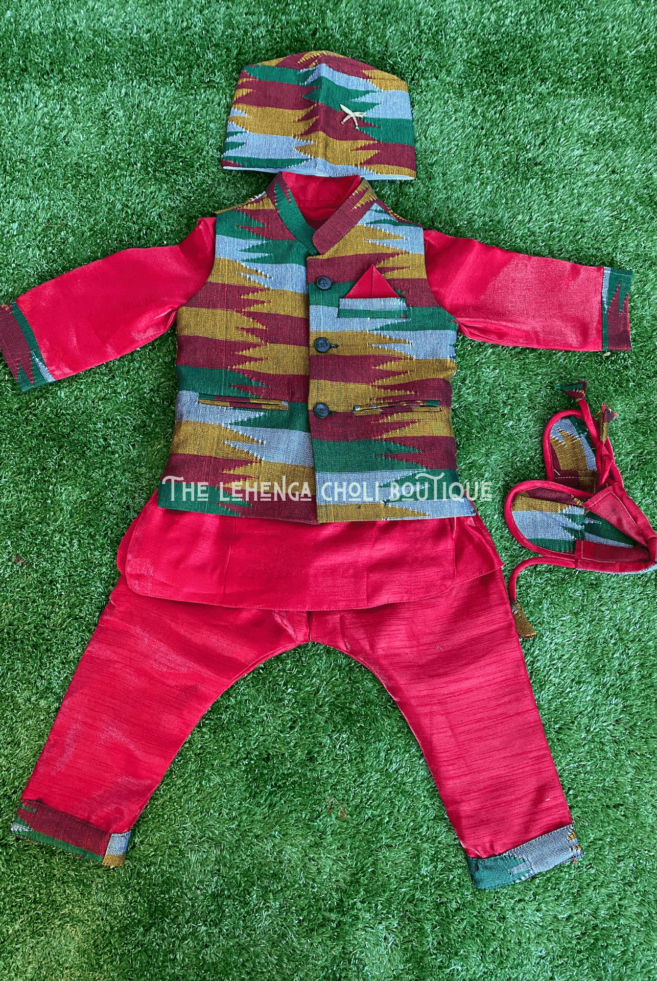 Baby Pasni Dress In Red and Green Color - Boutique Nepal