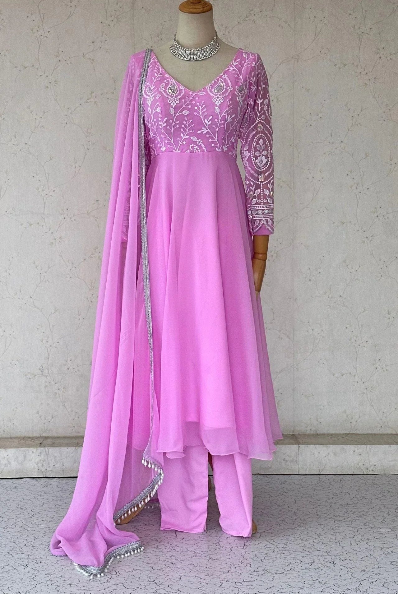 Baby Pink Anarkali Suit Set - Boutique Nepal