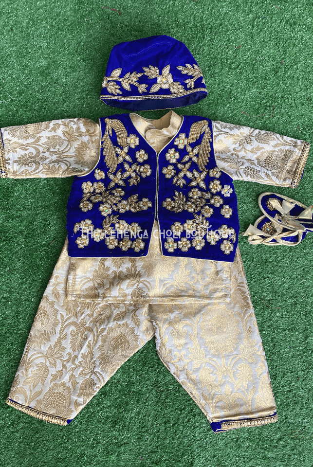 Baby Weaning Dress For Baby Boy In Blue - Boutique Nepal