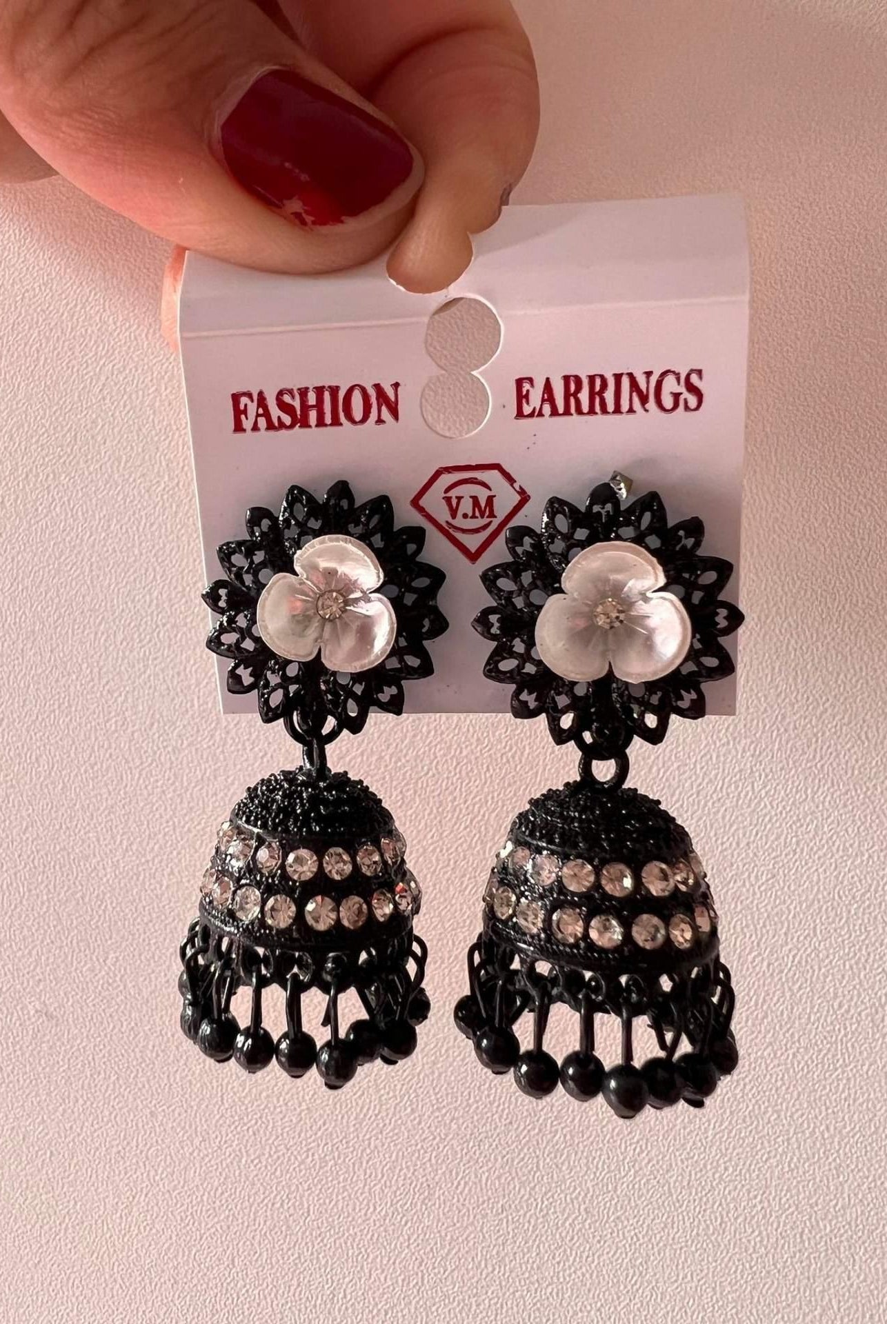 Black Jhumka Earrings Multi Design - Boutique Nepal