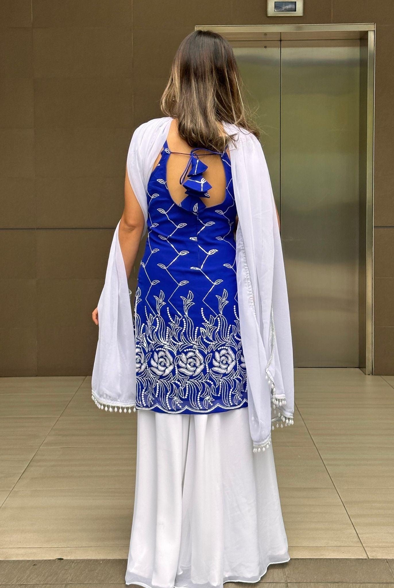 Blue Kurthi Plazo Set - Boutique Nepal Australia