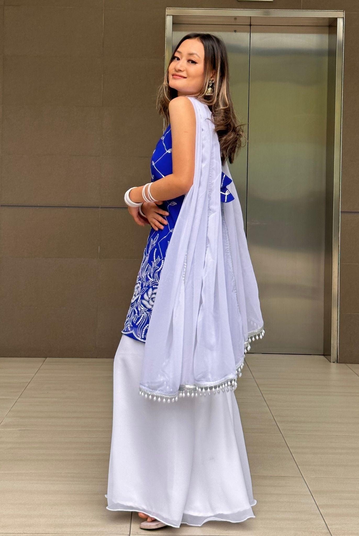 Blue Kurthi Plazo Set - Boutique Nepal Australia