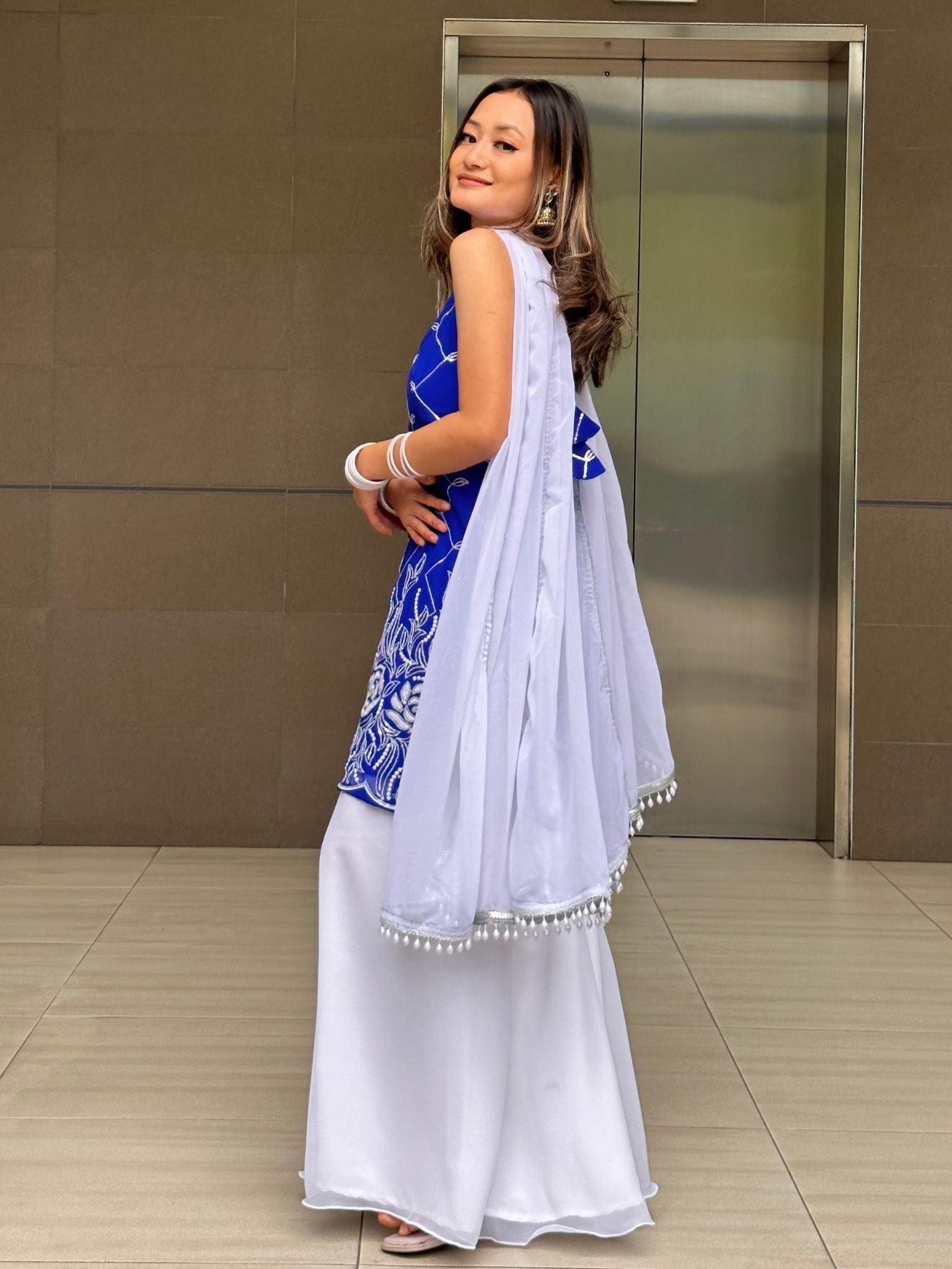 Blue Kurthi Plazo Set - Boutique Nepal Australia