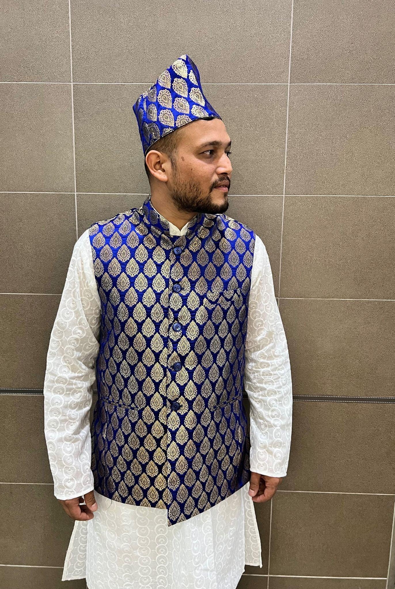 Blue Nehru Jacket - Boutique Nepal