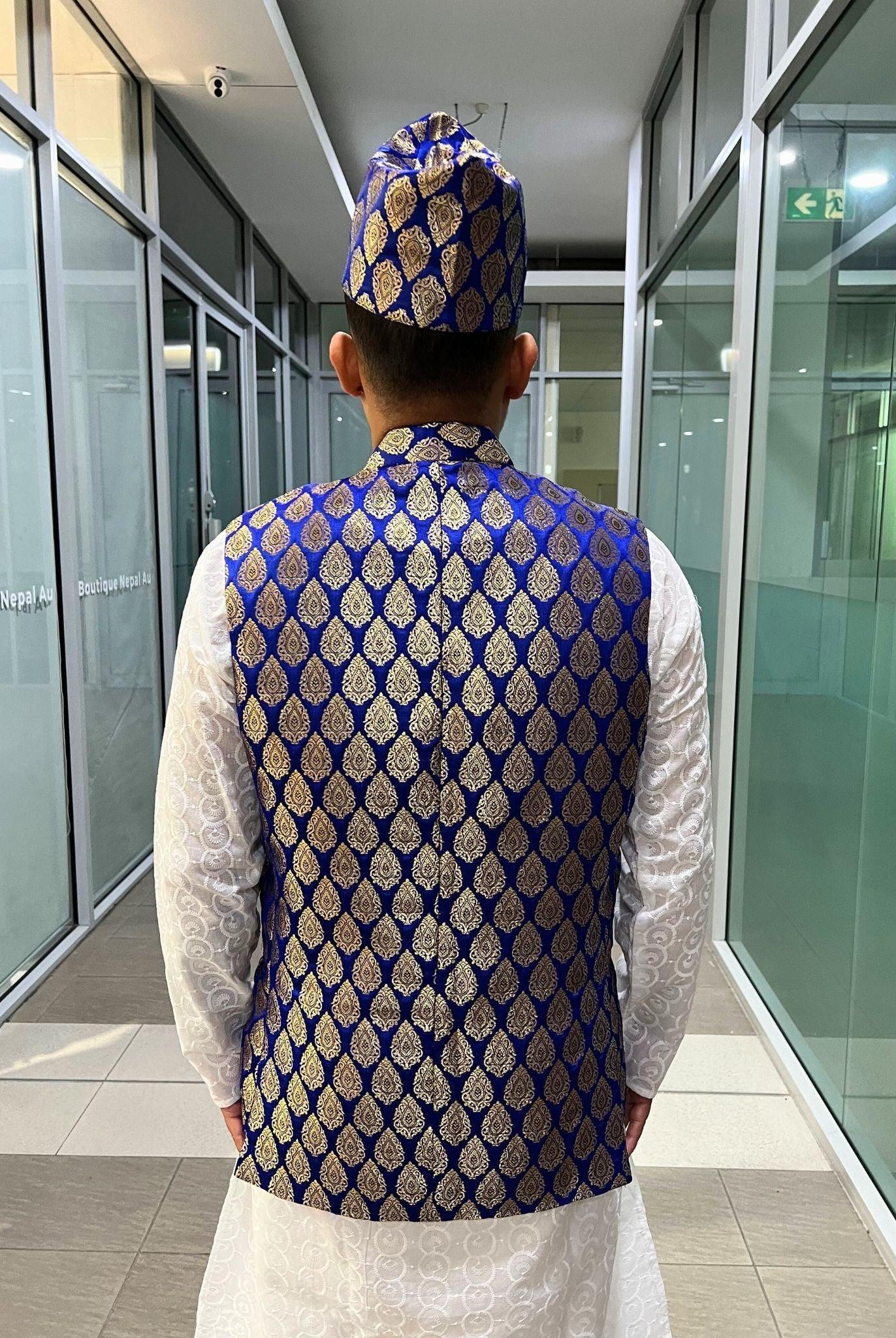 Blue Nehru Jacket - Boutique Nepal