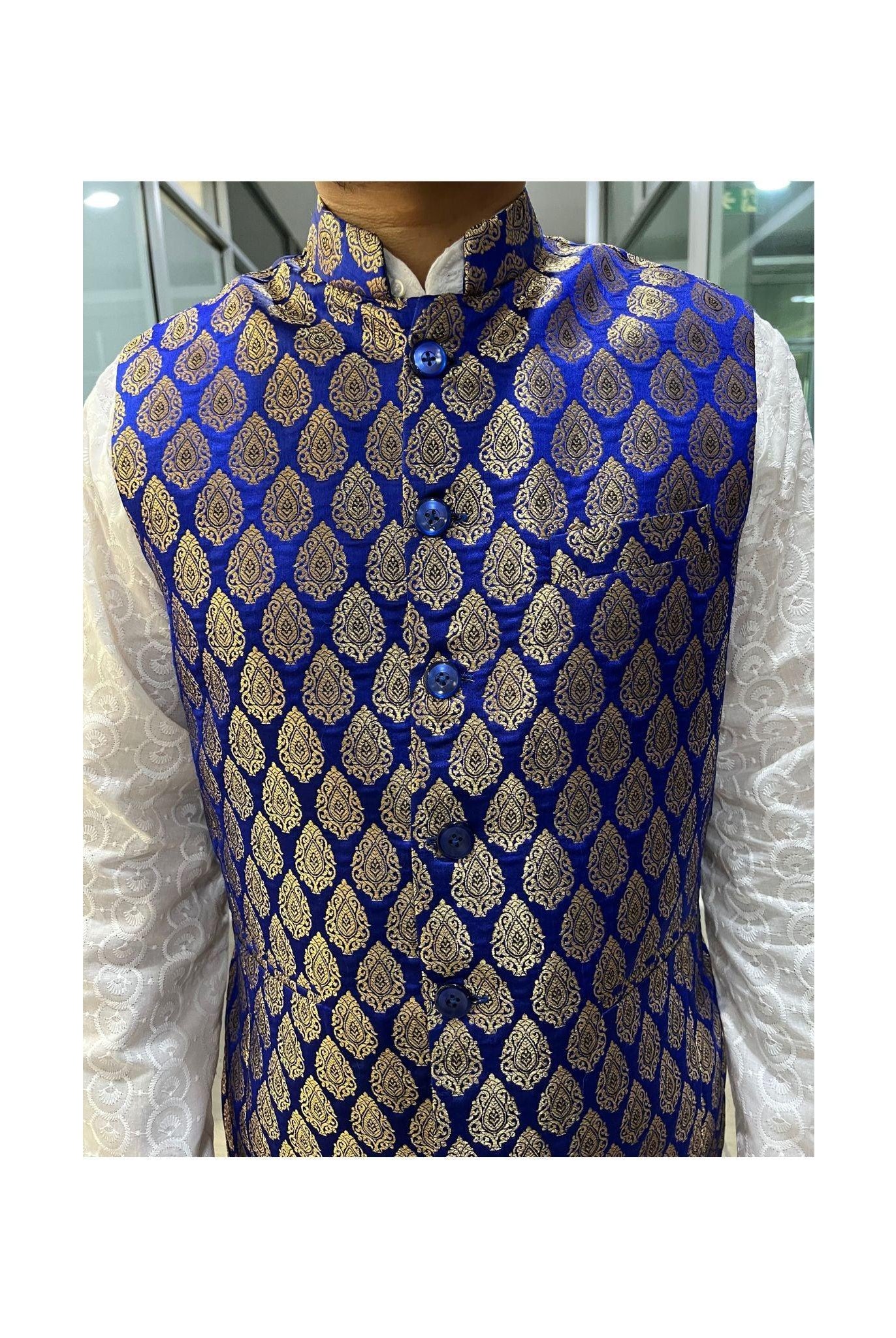 Blue Nehru Jacket - Boutique Nepal