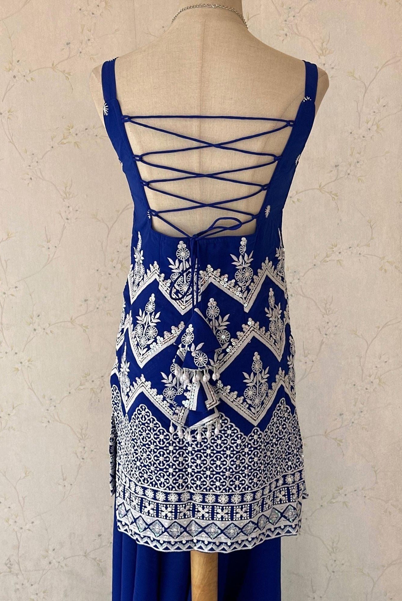 Blue Sleeveless Kurti Plazo Set - Boutique Nepal