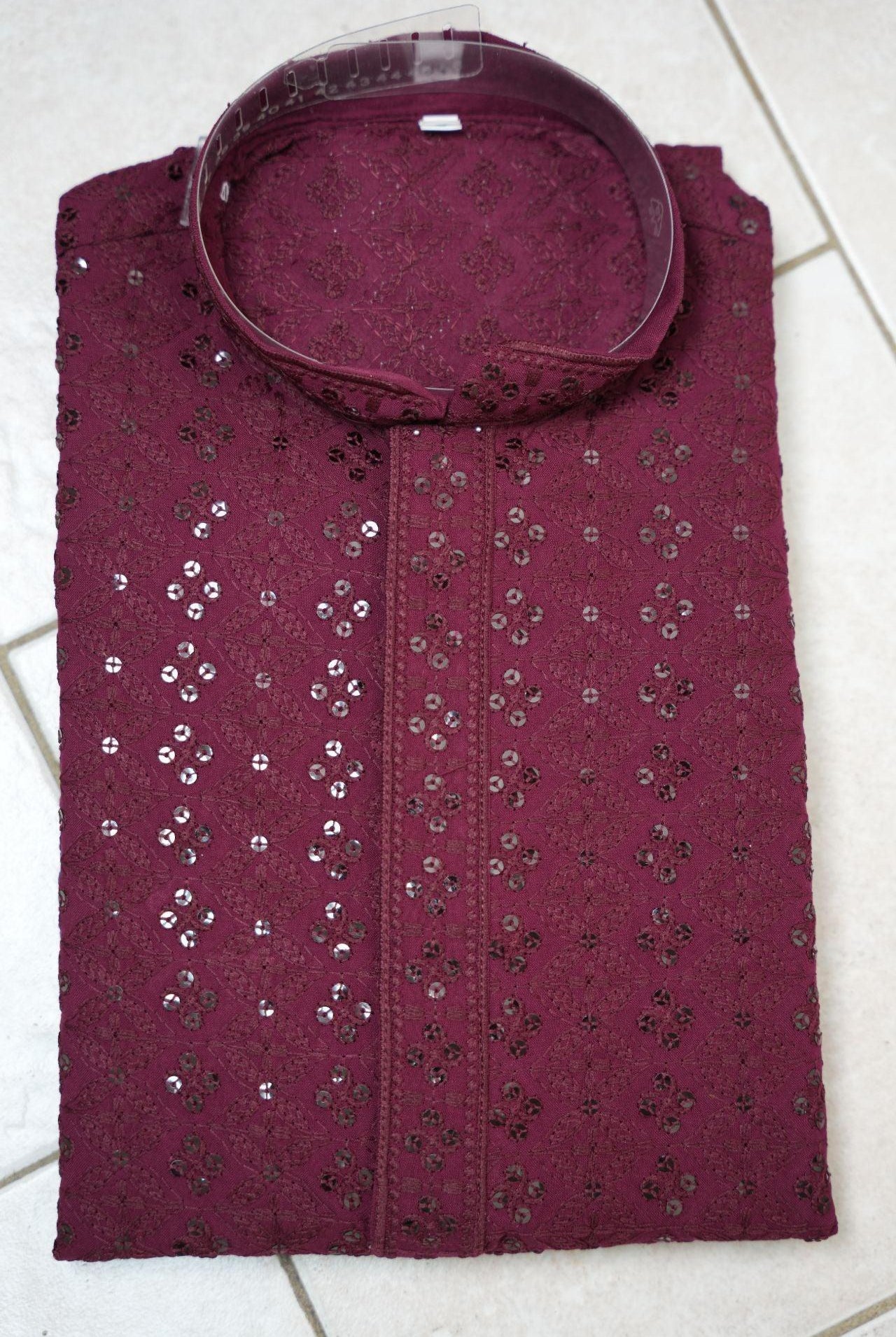 Chikankari Mens Kurta Set In Purple - Boutique Nepal