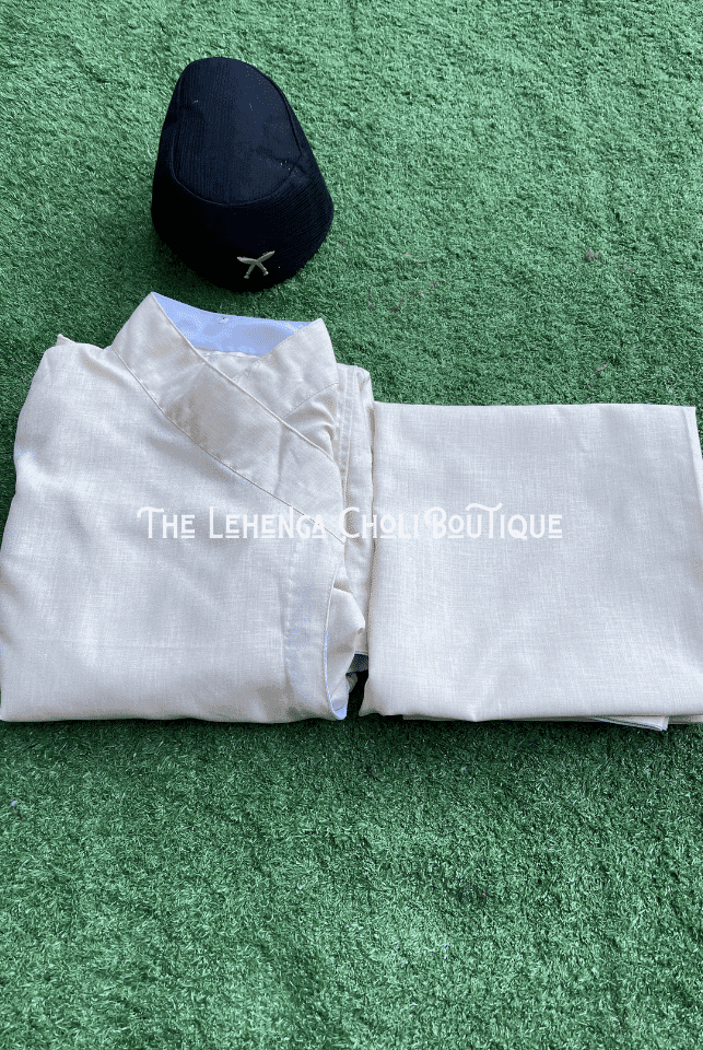 Daura Suruwal And Topi Set In Gold - Boutique Nepal