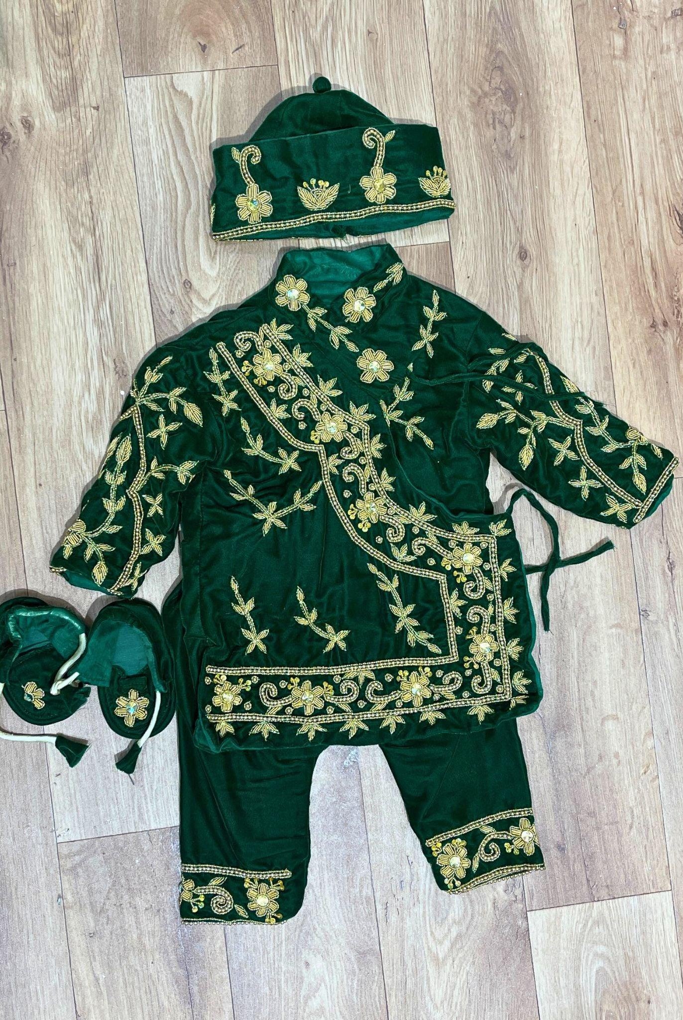 Designer Handwork Pasni Dess In Green - Boutique Nepal