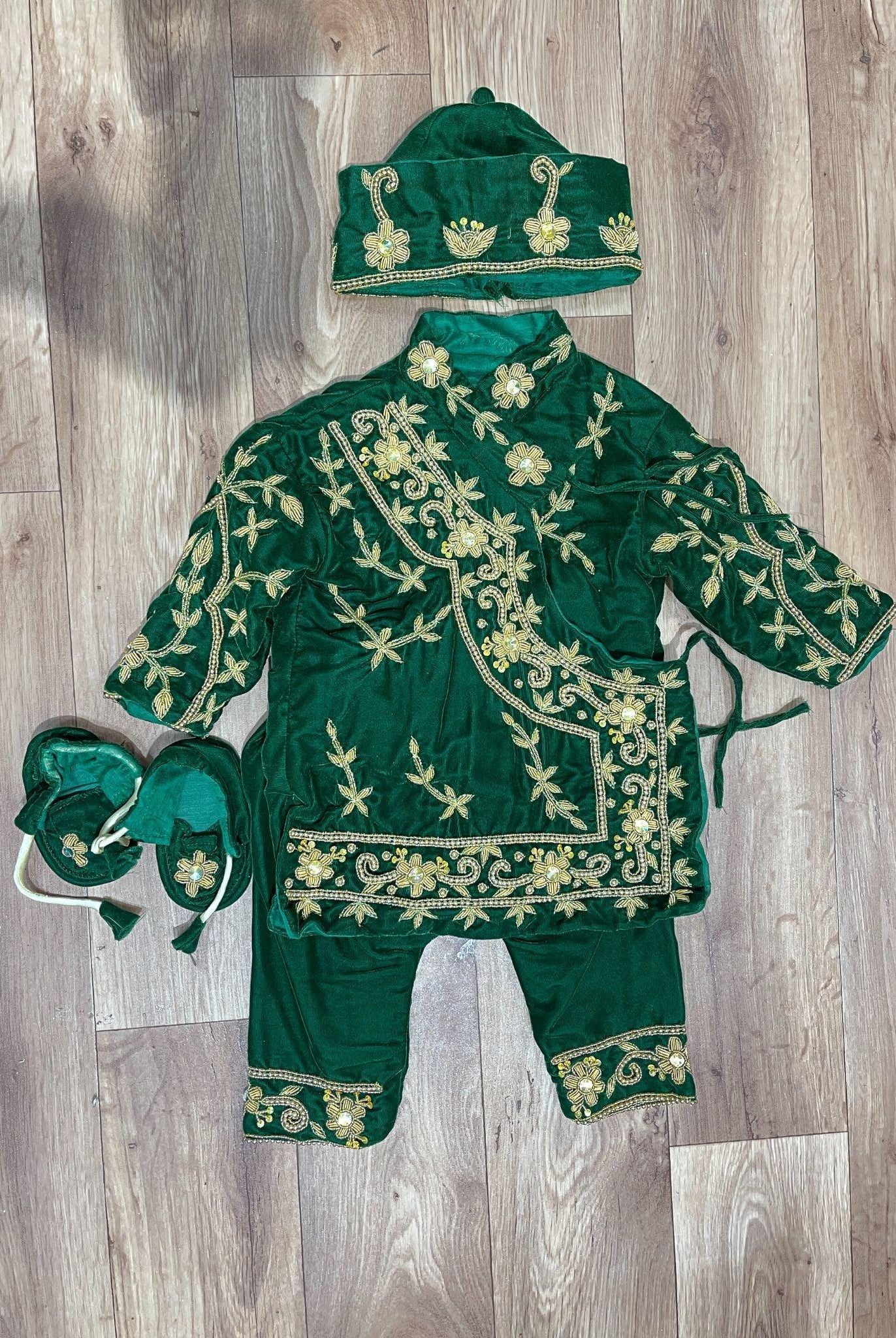 Designer Handwork Pasni Dess In Green - Boutique Nepal