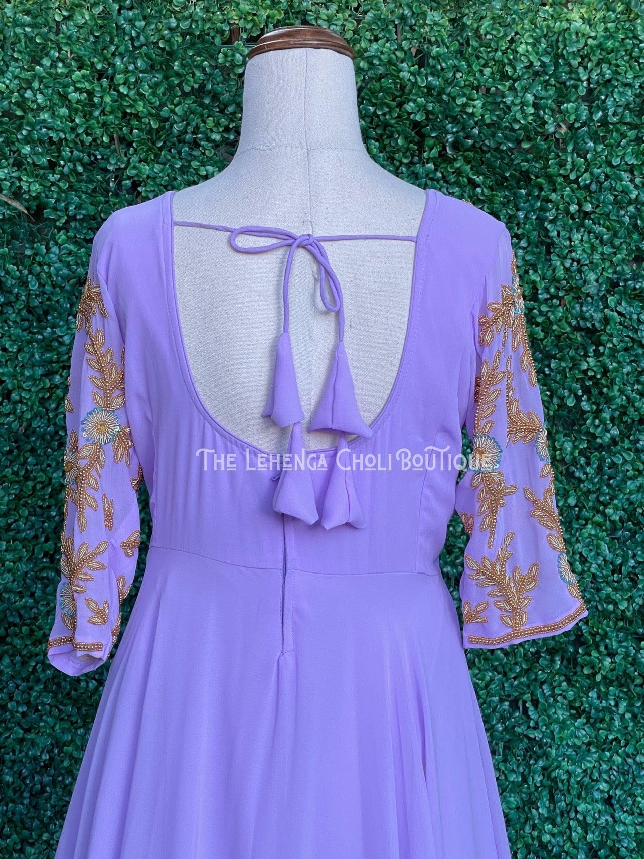 Georgette Handwork Anarkali Gown in Lavender - Boutique Nepal