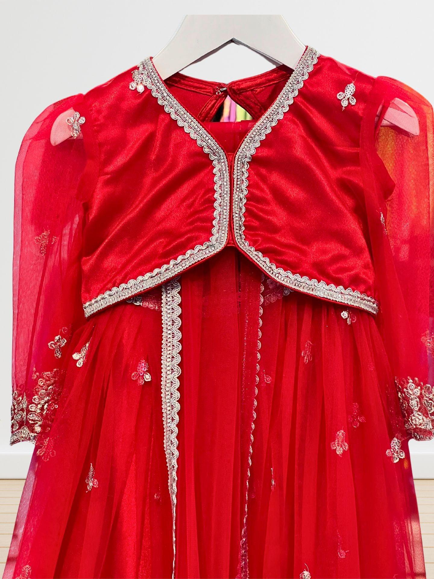 Girl Red Lehenga Set for 5-7 Years - Boutique Nepal