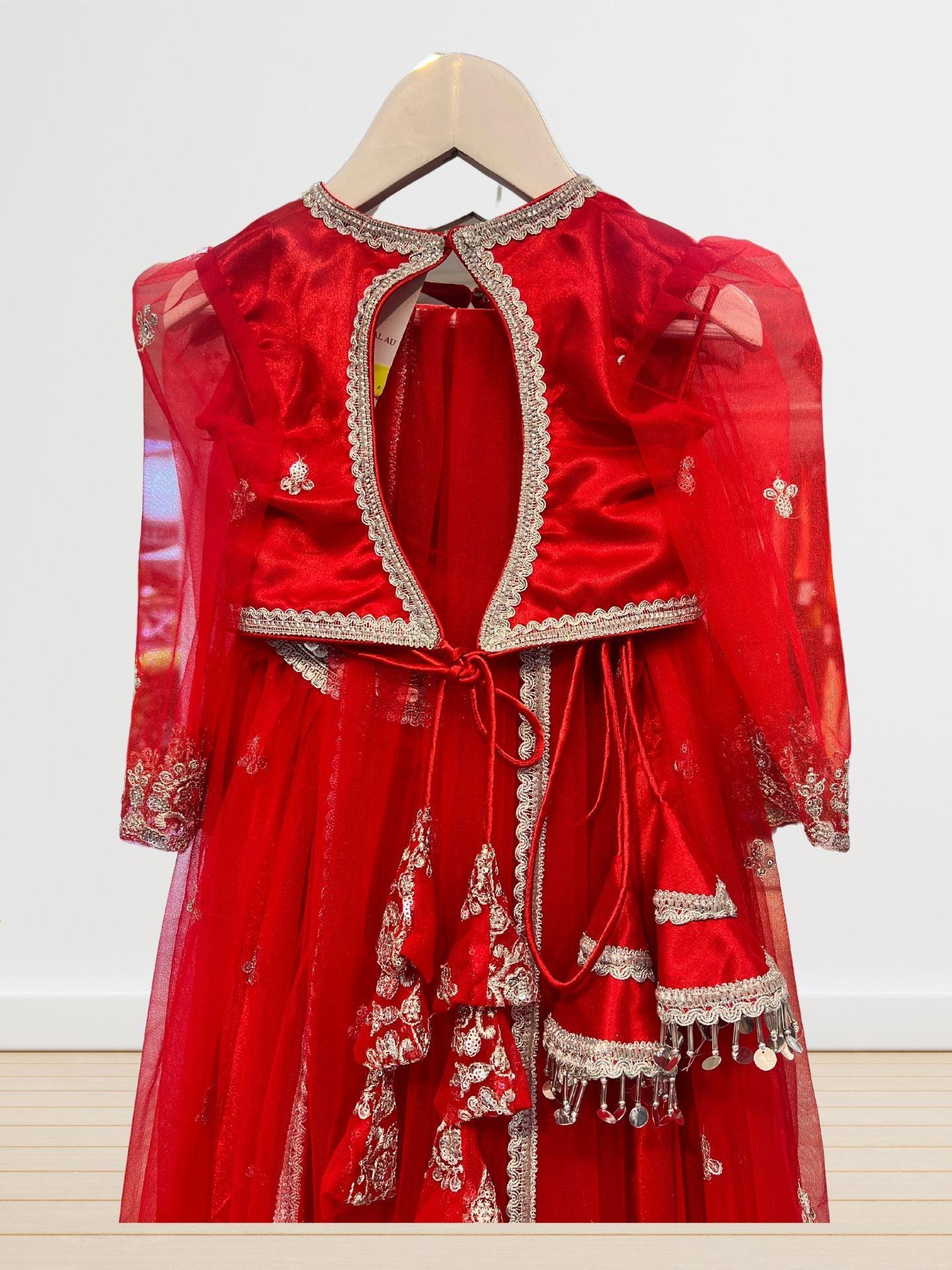 Girl Red Lehenga Set for 5-7 Years - Boutique Nepal