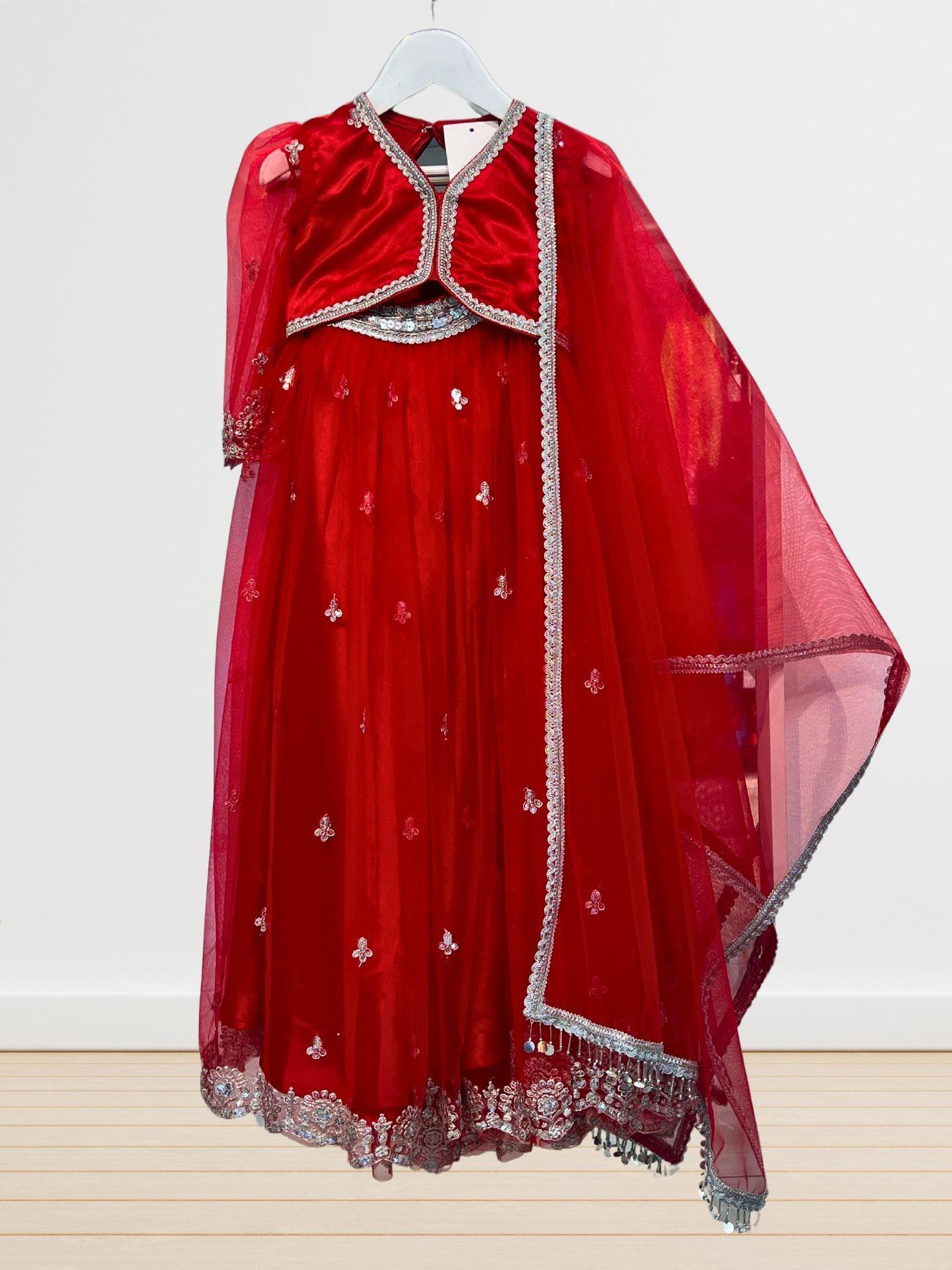 Girl Red Lehenga Set for 5-7 Years - Boutique Nepal