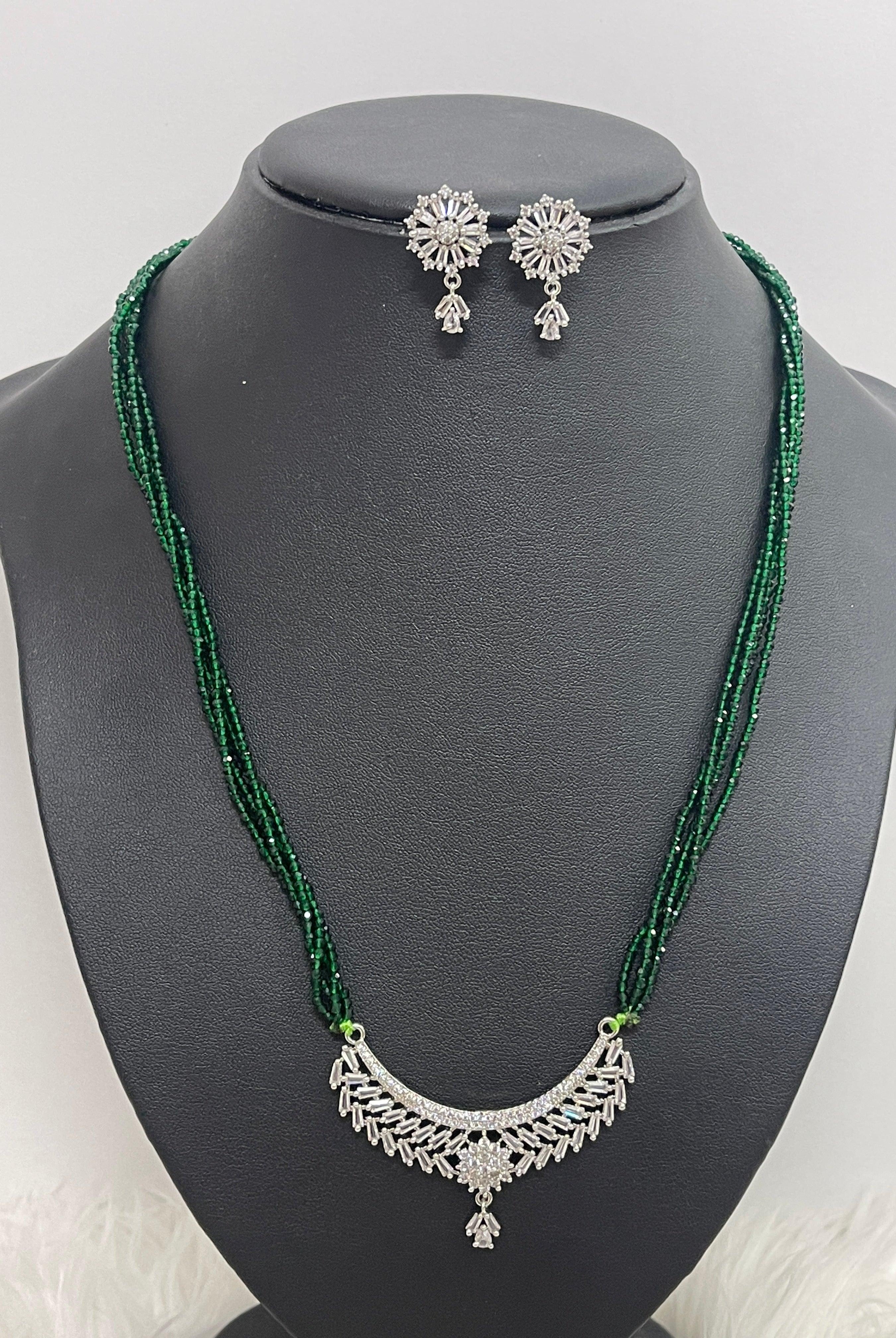 Green American Diamond Hydro Pote Mangalsutra - Boutique Nepal