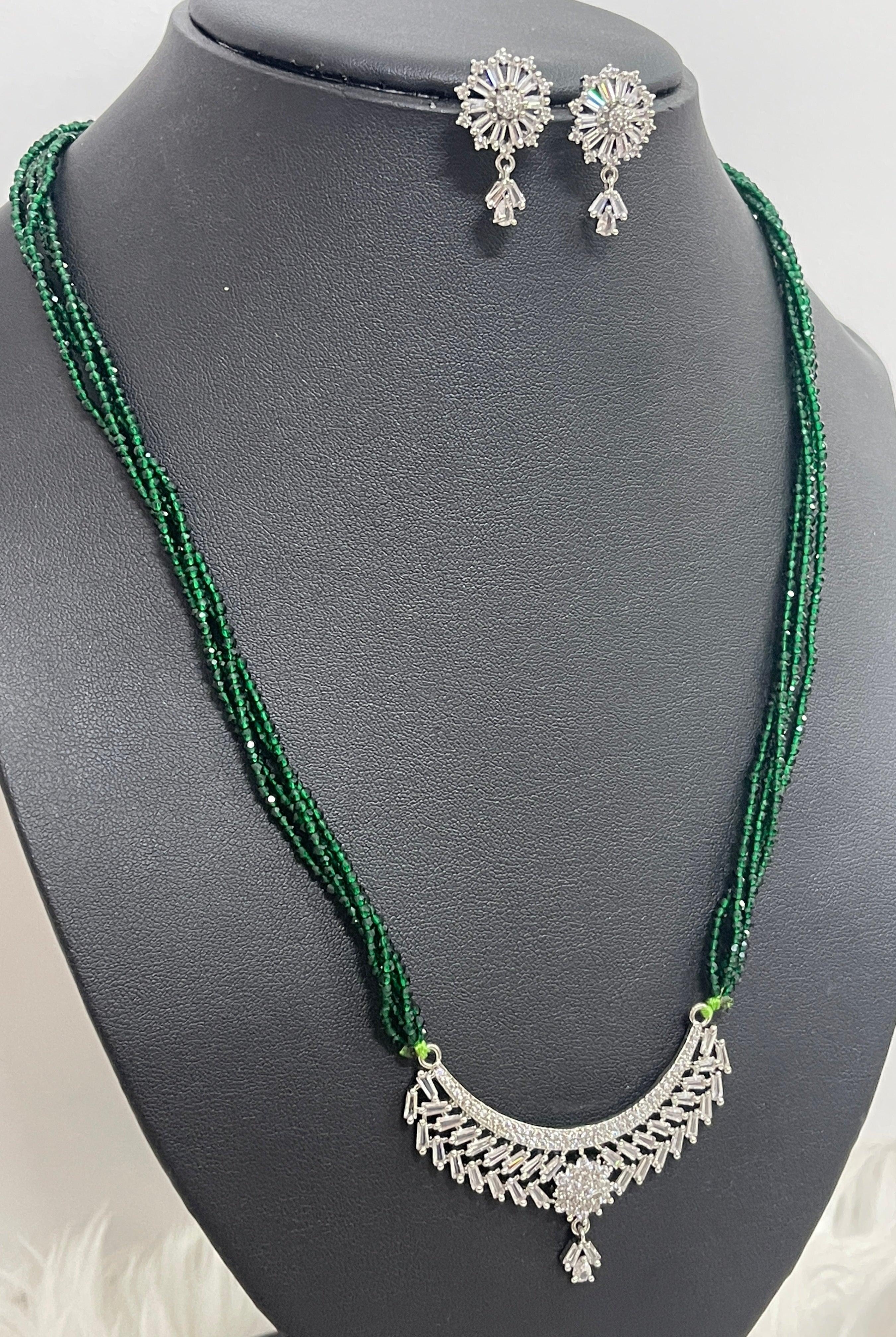 Green American Diamond Hydro Pote Mangalsutra - Boutique Nepal