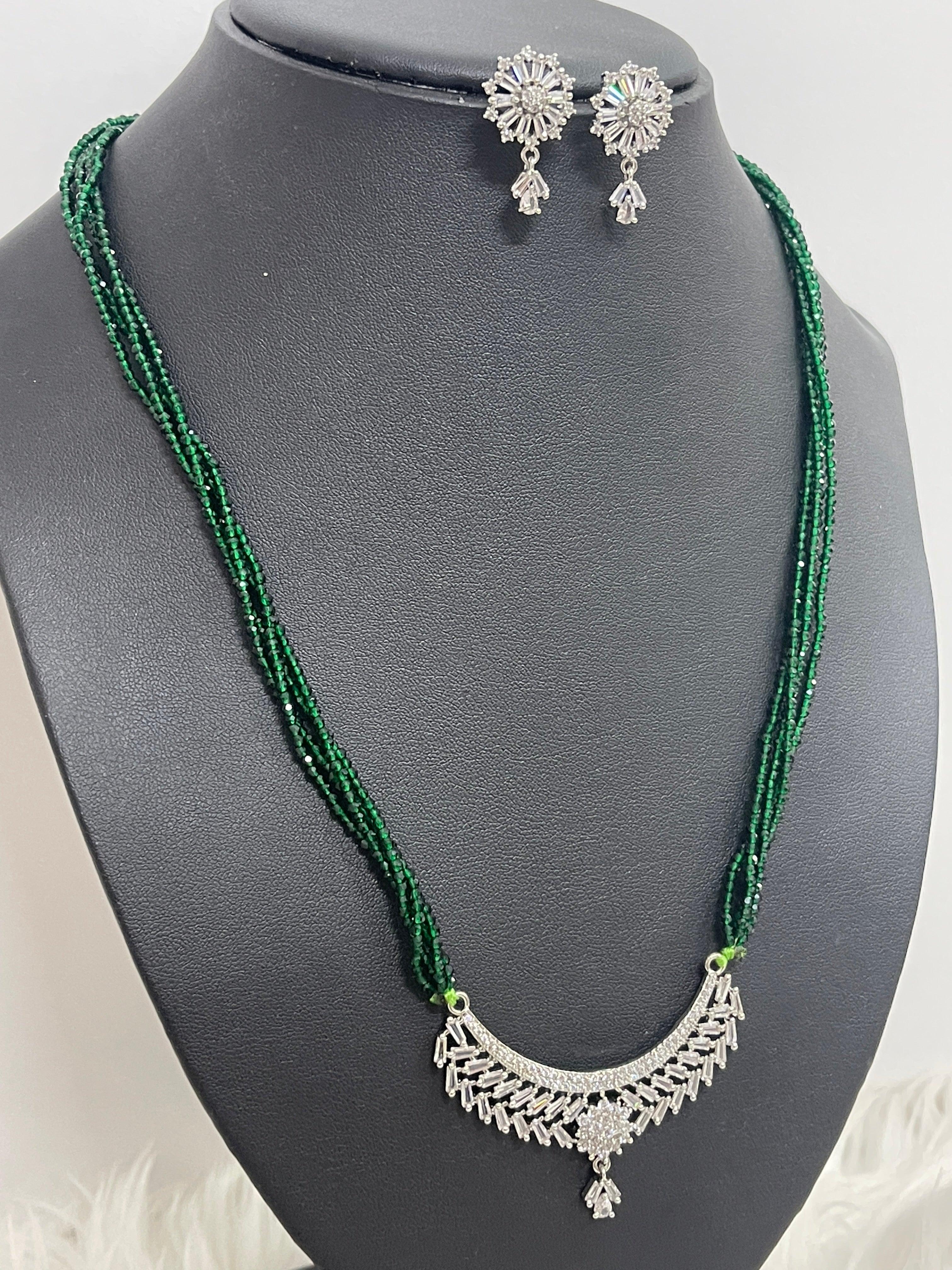 Green American Diamond Hydro Pote Mangalsutra - Boutique Nepal