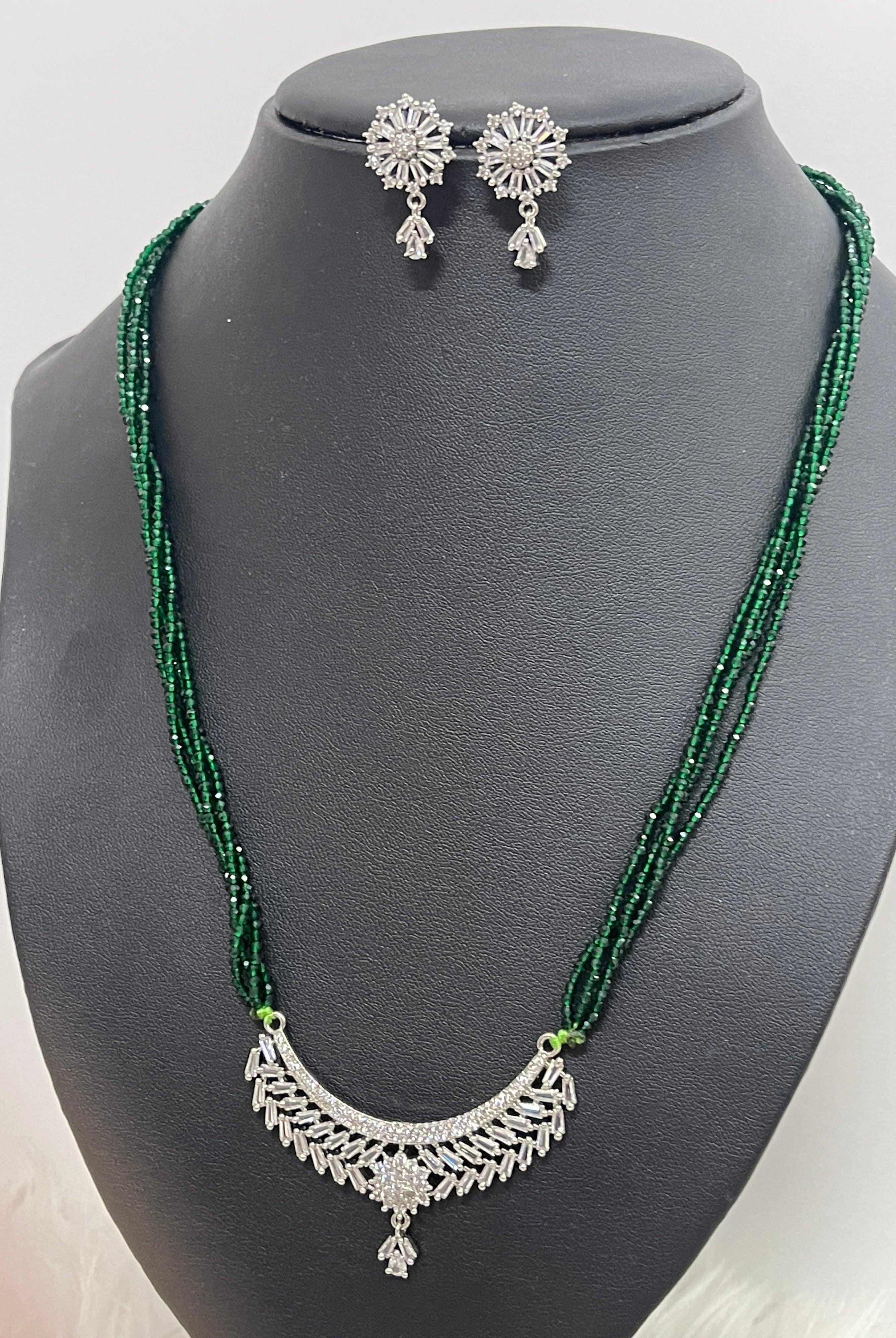 Green American Diamond Hydro Pote Mangalsutra - Boutique Nepal