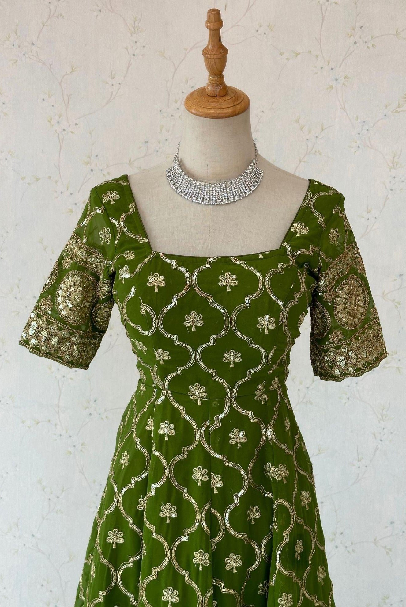 Green Anarkali Plazzo Set - Boutique Nepal