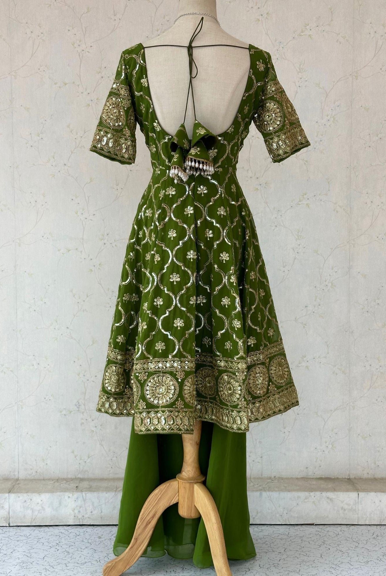 Green Anarkali Plazzo Set - Boutique Nepal