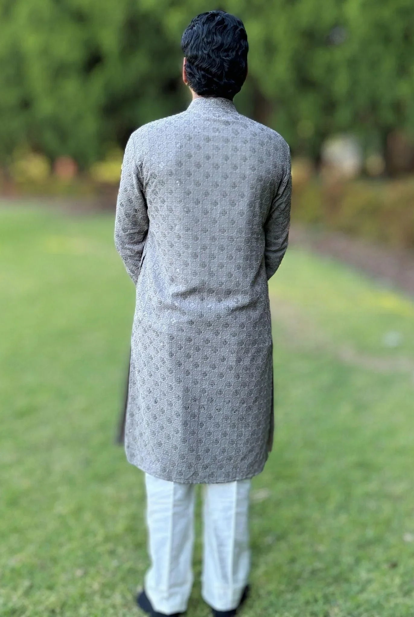 Grey Chikankari Kurta Set - Boutique Nepal