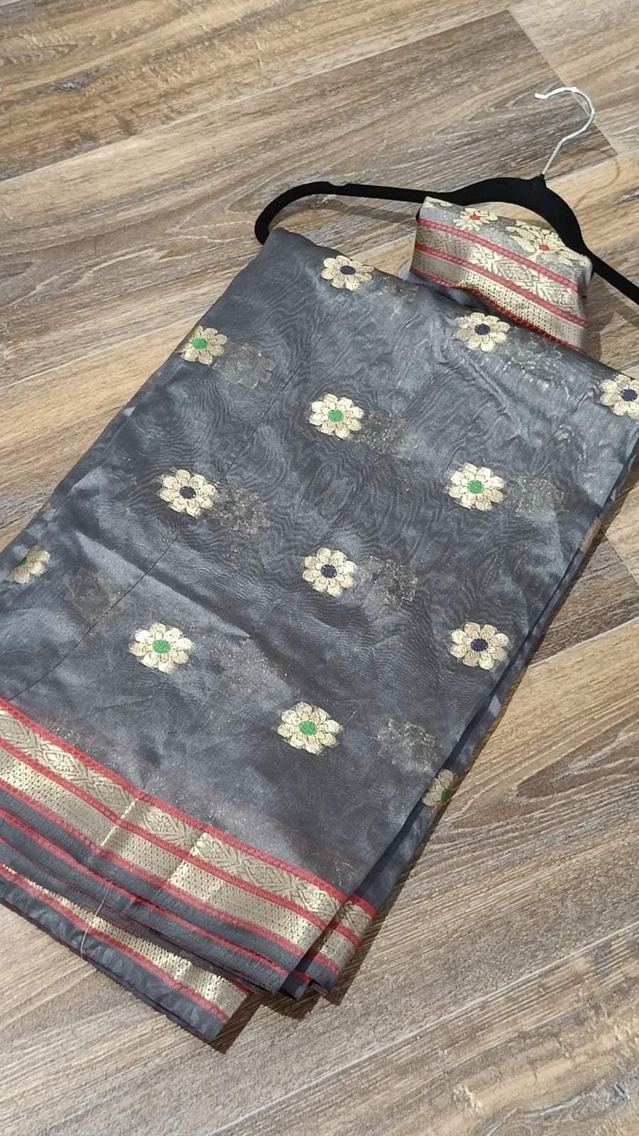 Grey Cotton Saree - Boutique Nepal Australia