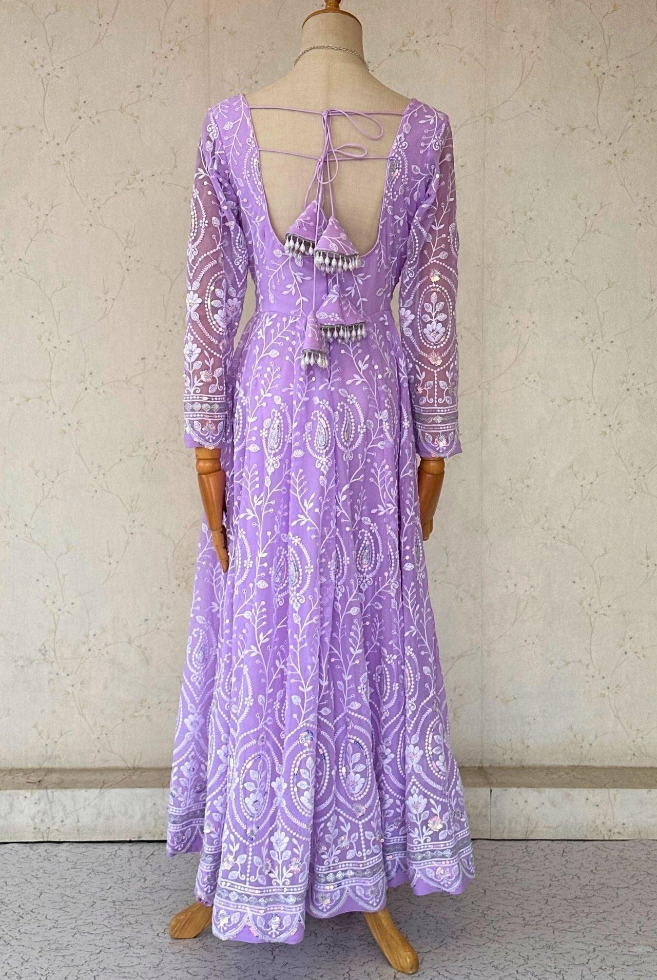Lavender Embroidered Anarkali Kurta - Boutique Nepal