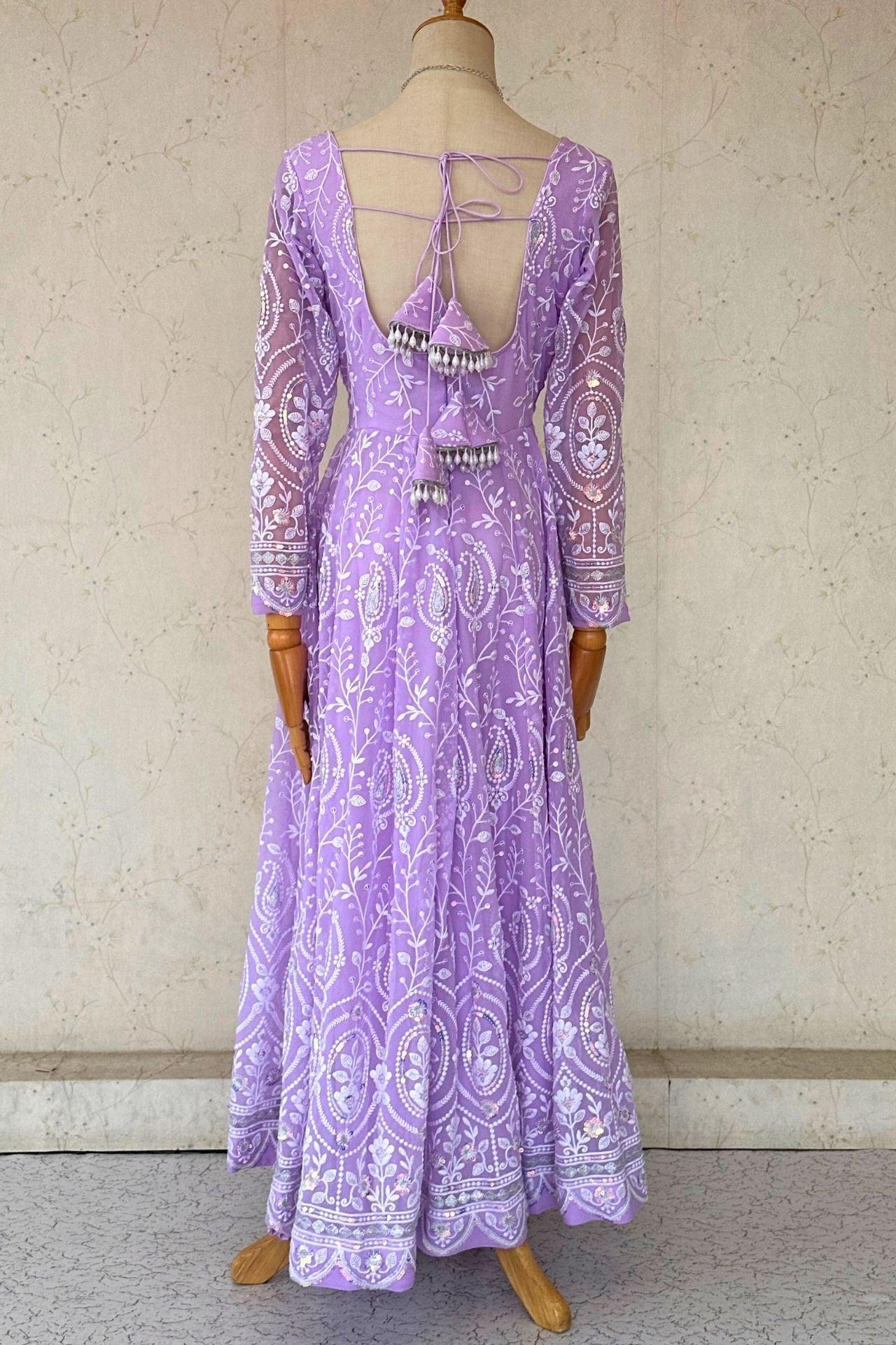 Lavender Embroidered Anarkali Kurta - Boutique Nepal