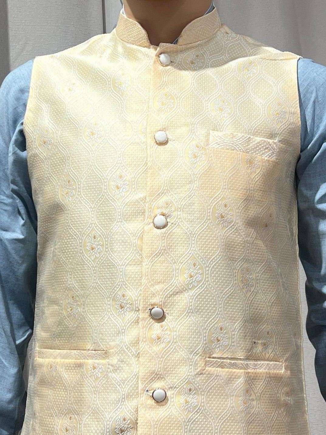 Light Gold Color Nehru Waistcoat - Boutique Nepal
