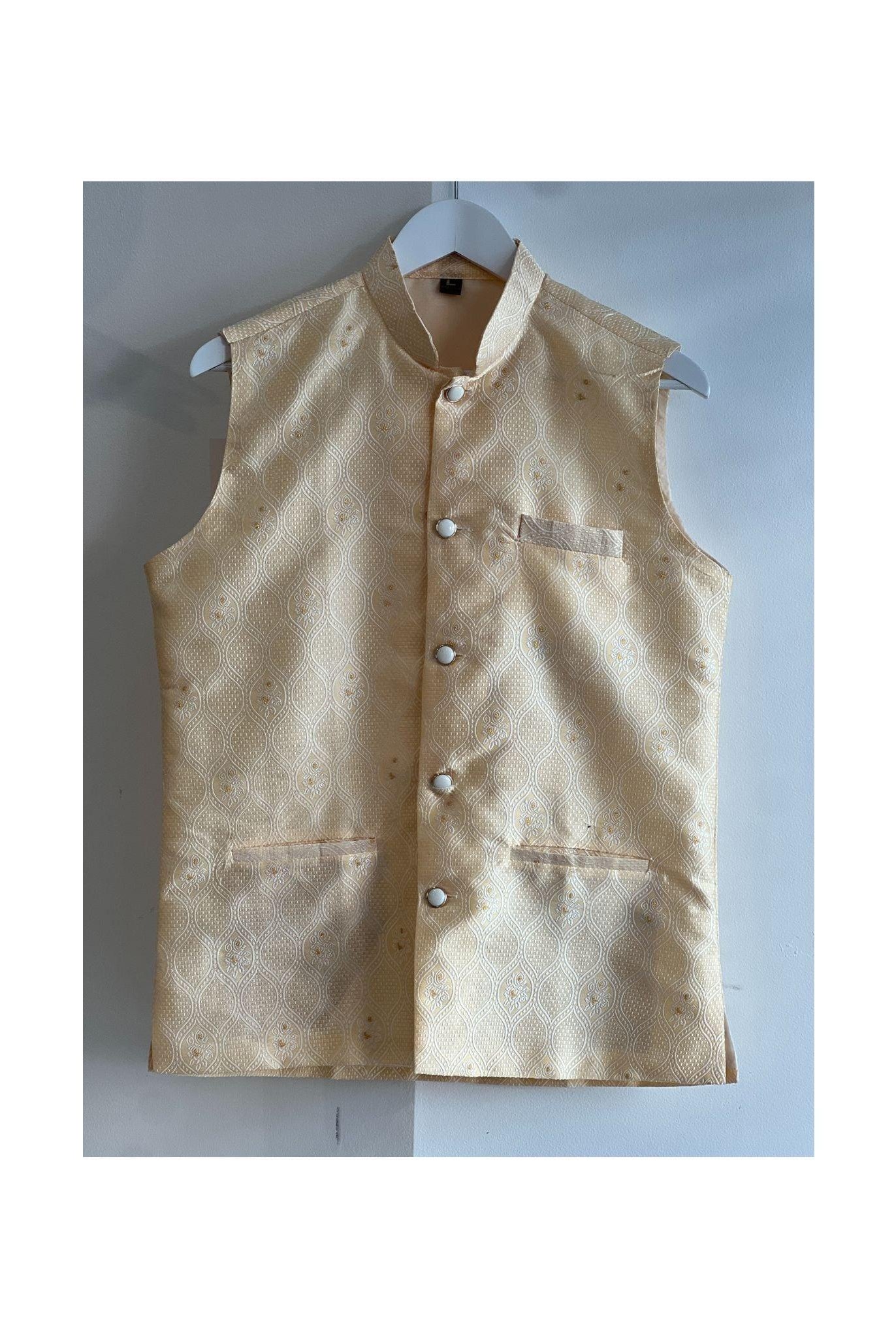 Light Gold Color Nehru Waistcoat - Boutique Nepal