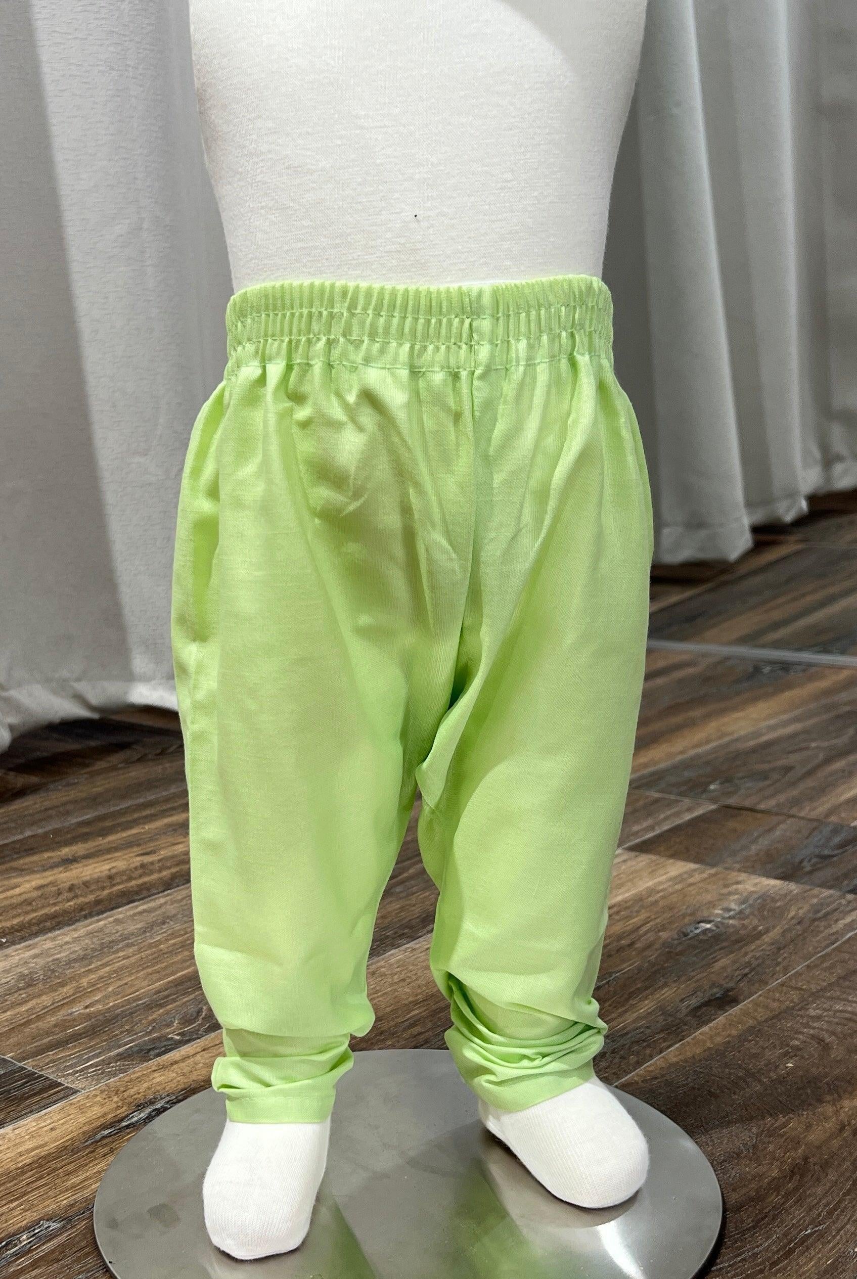 Light Green Kurta Pajama With Printed Jacket - Boutique Nepal