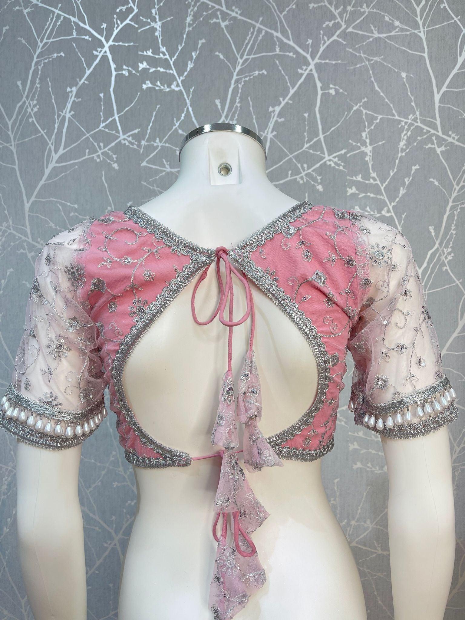 Light Pink Net Blouse - Boutique Nepal