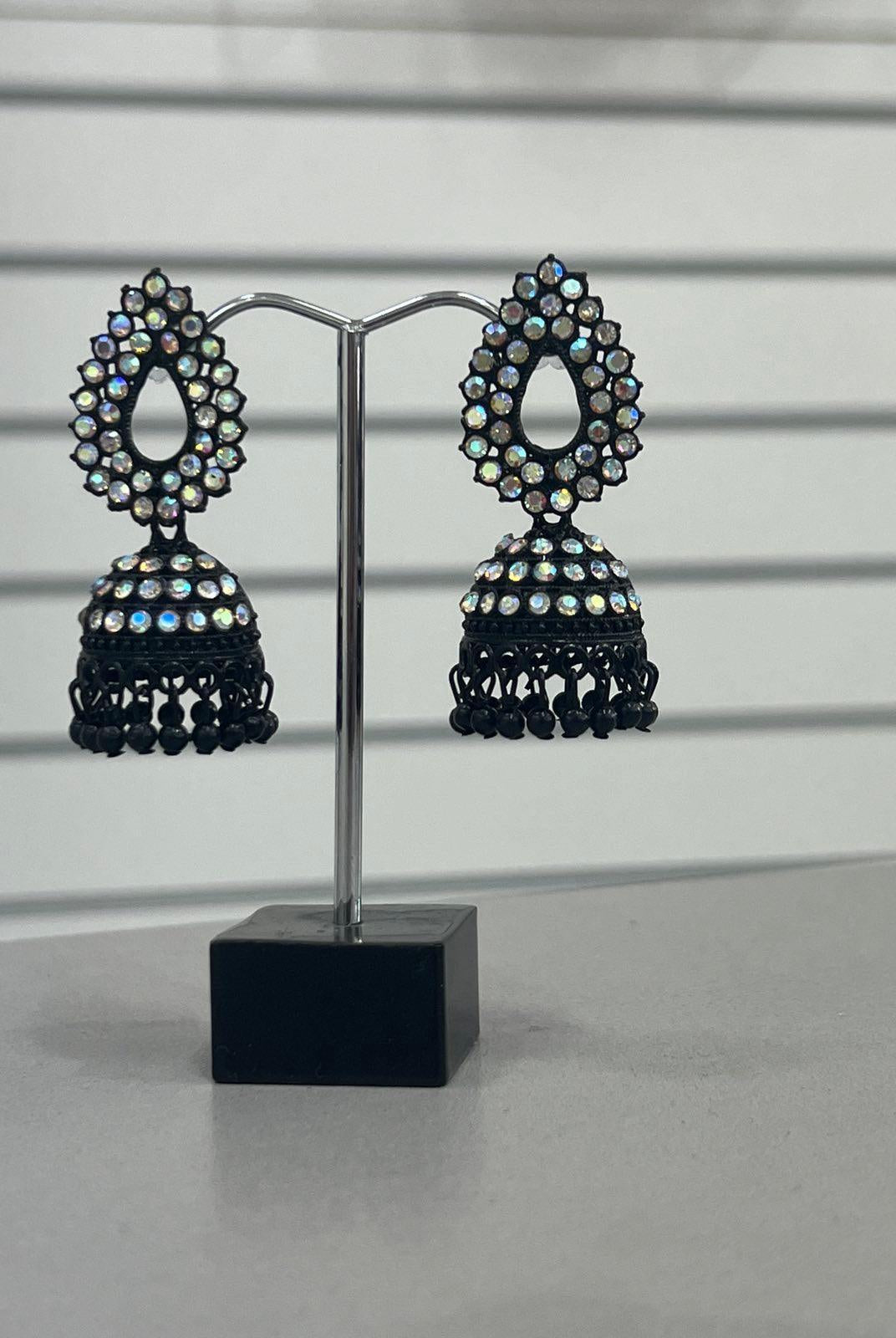 Medium Size Black Jhumki Earring - Boutique Nepal