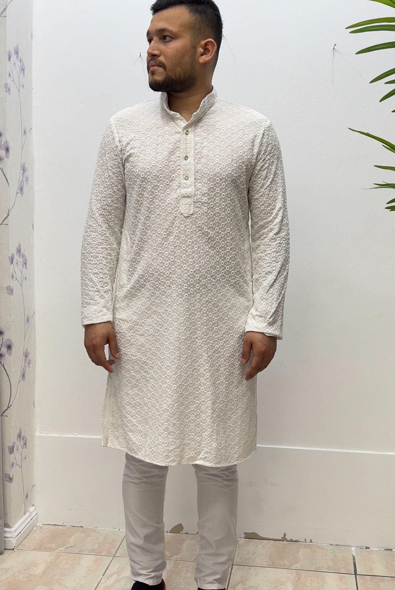 Men's Kurta Pajama White - Boutique Nepal