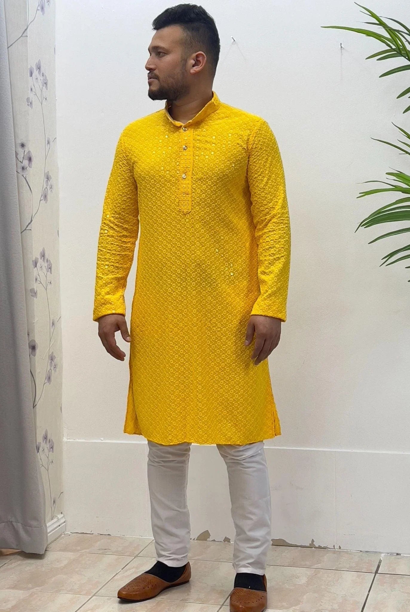 Men's Kurta Pajama Yellow - Boutique Nepal