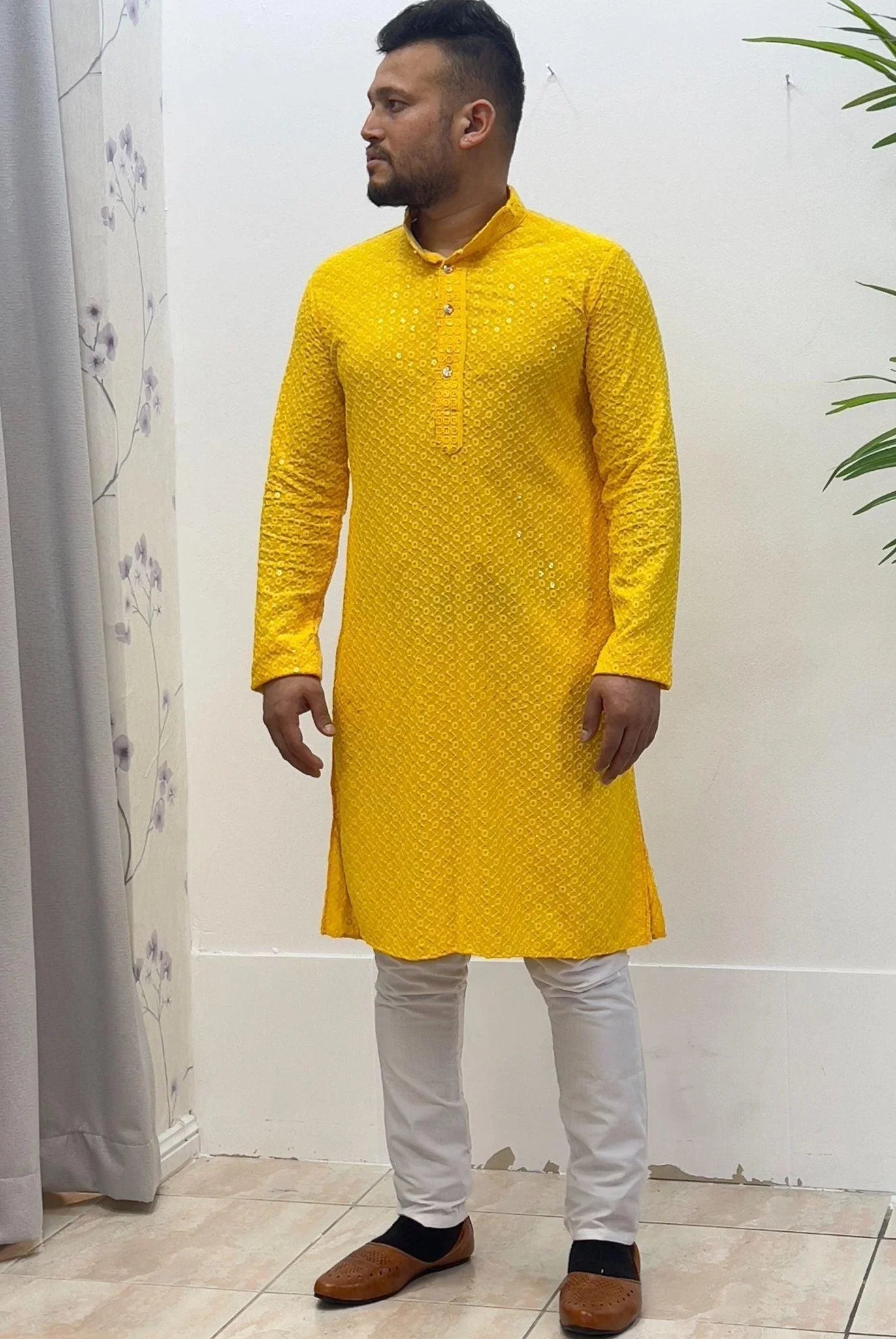 Men's Kurta Pajama Yellow - Boutique Nepal