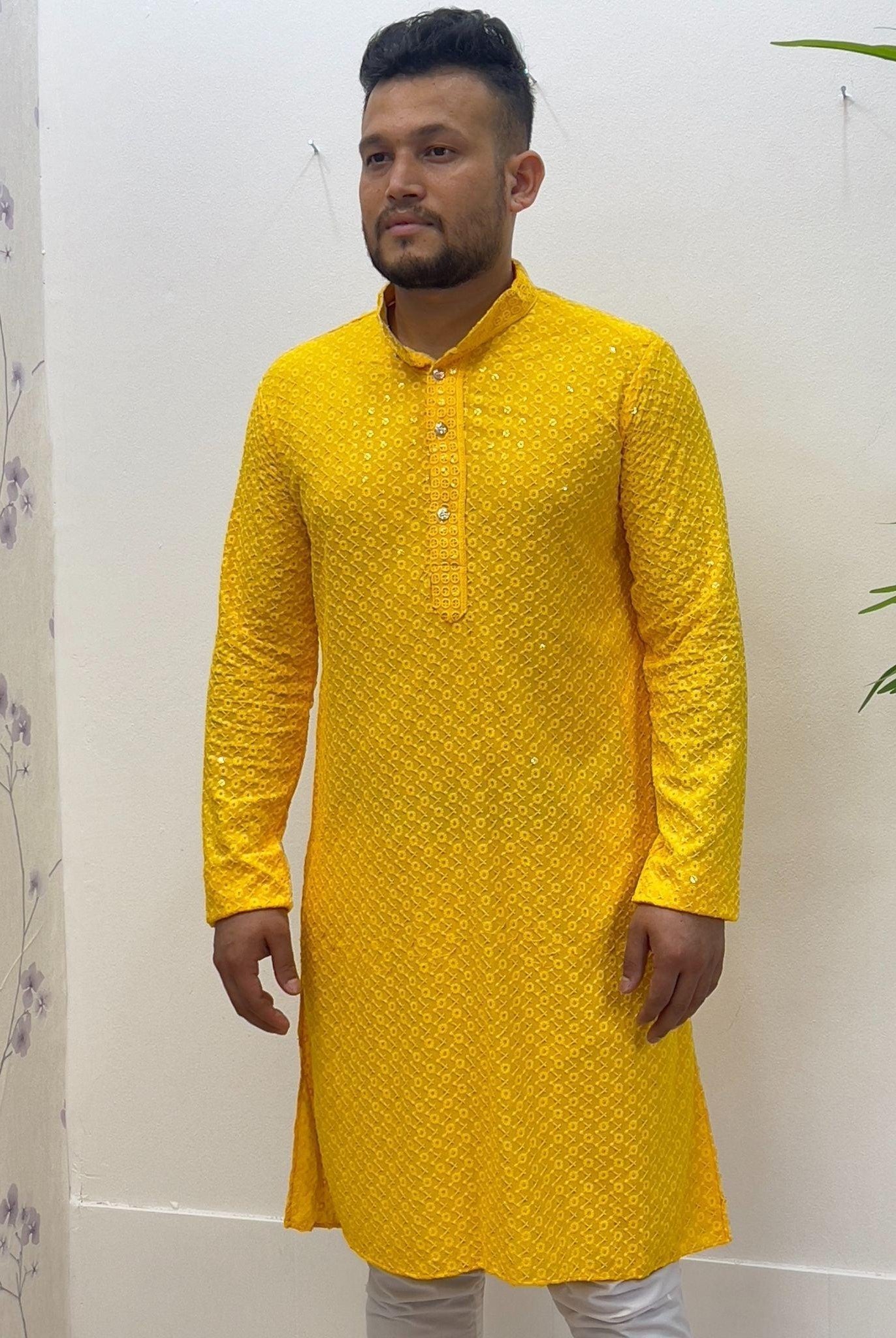 Men's Kurta Pajama Yellow - Boutique Nepal
