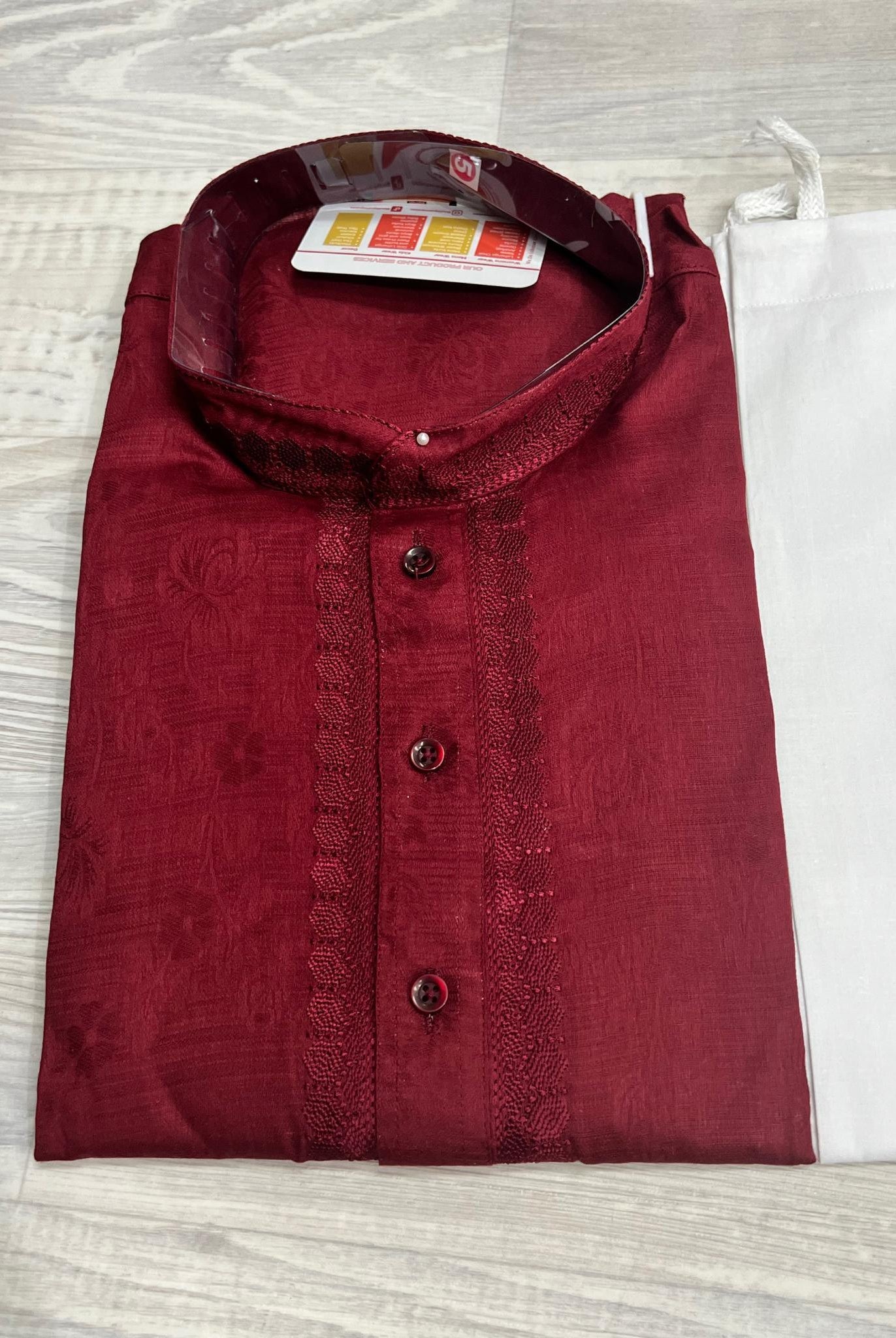 Mens Cotton Kurta In Maroon - Boutique Nepal