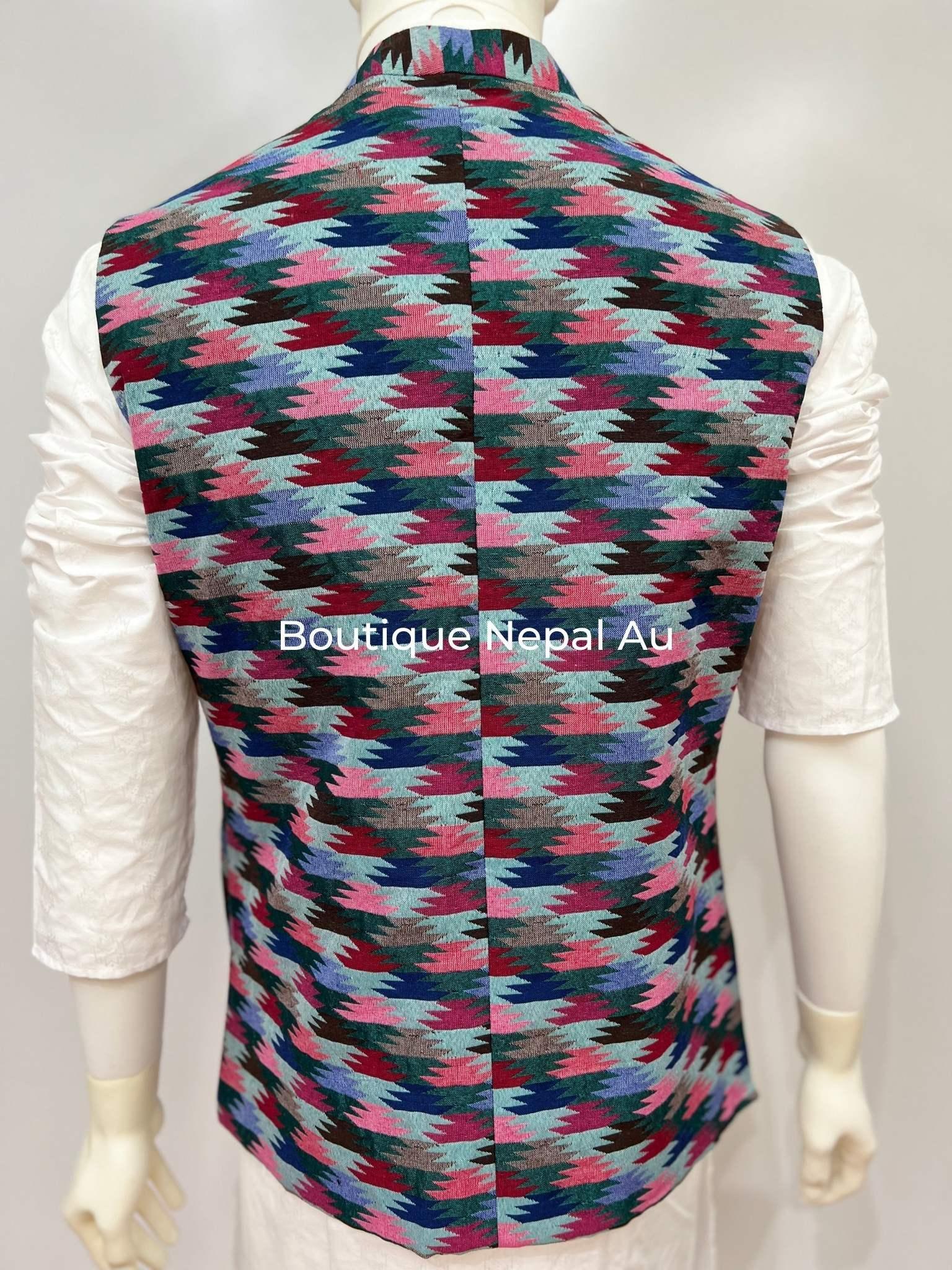 Mens Dhaka Waitcoat Mix Color - Boutique Nepal