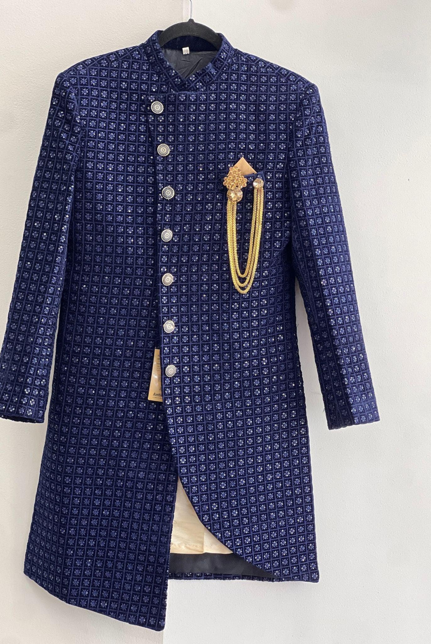 Mens Sherwani Set In Sequins Work - Boutique Nepal