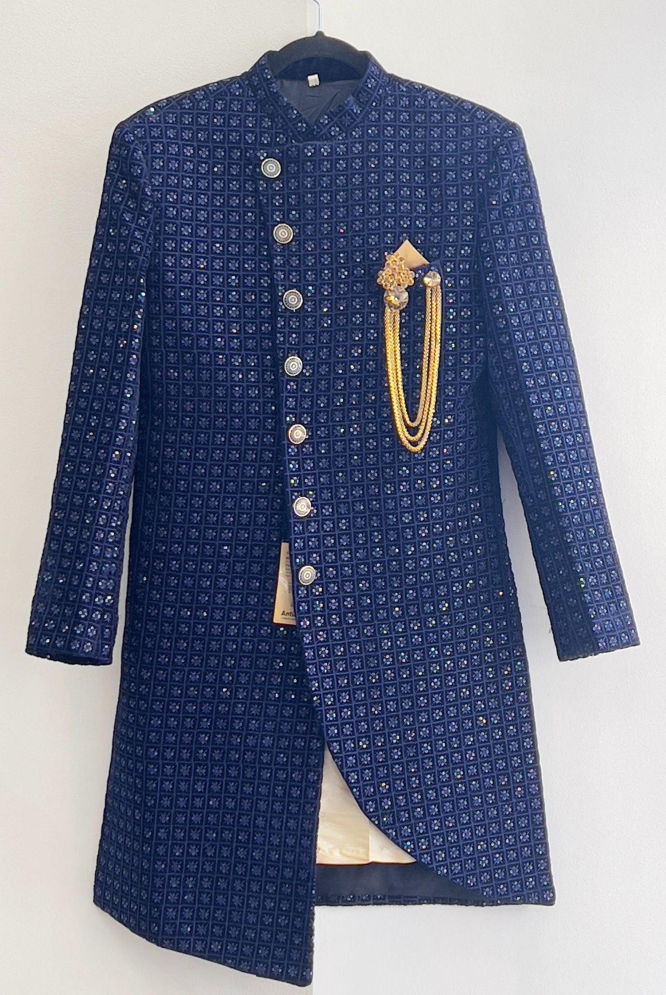 Mens Sherwani Set In Sequins Work - Boutique Nepal