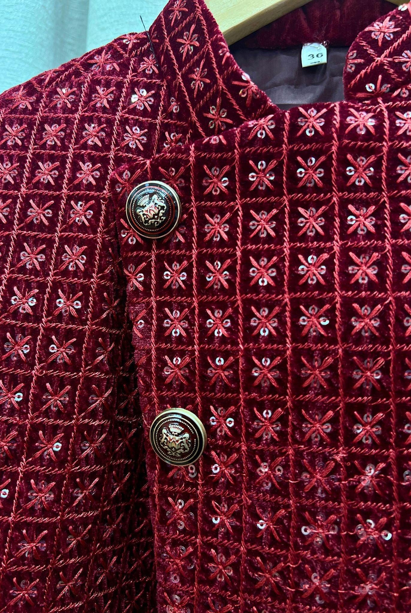 Mens Sherwani Set In Sequins Work - Boutique Nepal